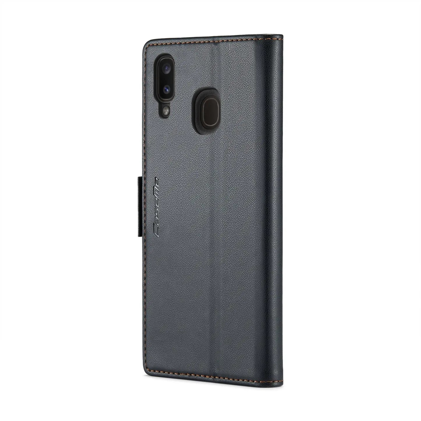 Samsung Galaxy A20 Leather Wallet Case - RFID Blocking, Stand Function, Card Slots-buycases.co.uk