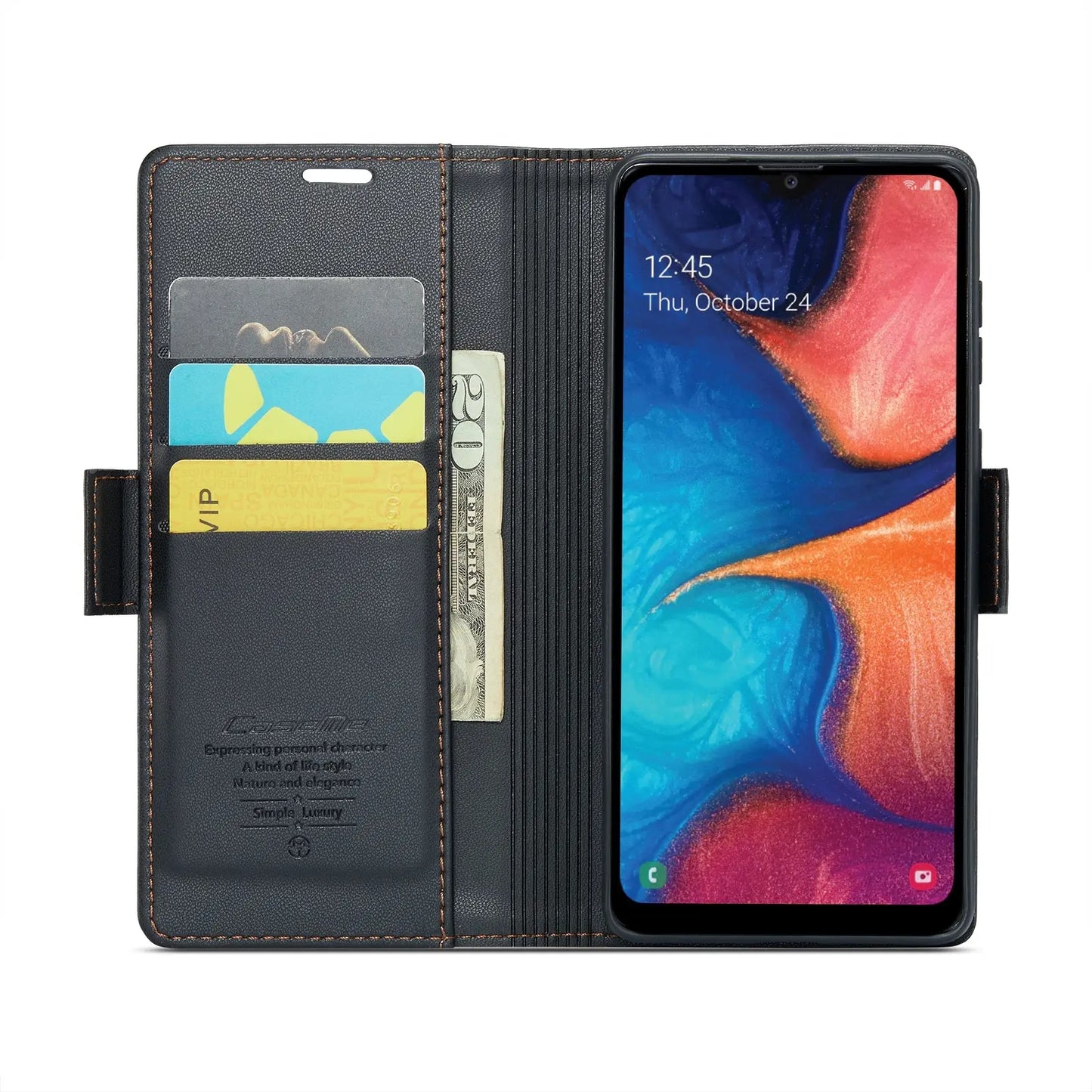Samsung Galaxy A20 Leather Wallet Case - RFID Blocking, Stand Function, Card Slots-buycases.co.uk