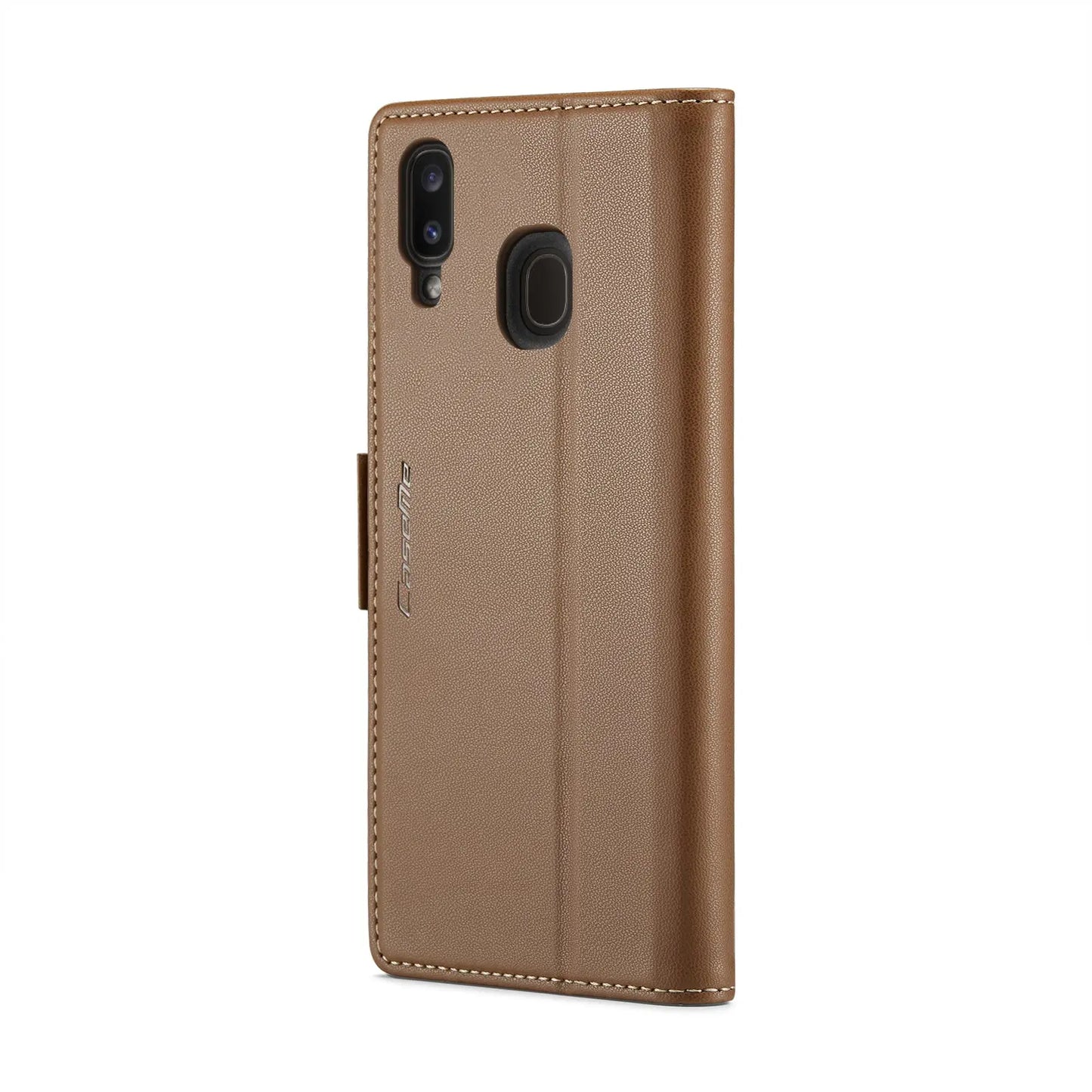Samsung Galaxy A20 Leather Wallet Case - RFID Blocking, Stand Function, Card Slots-buycases.co.uk