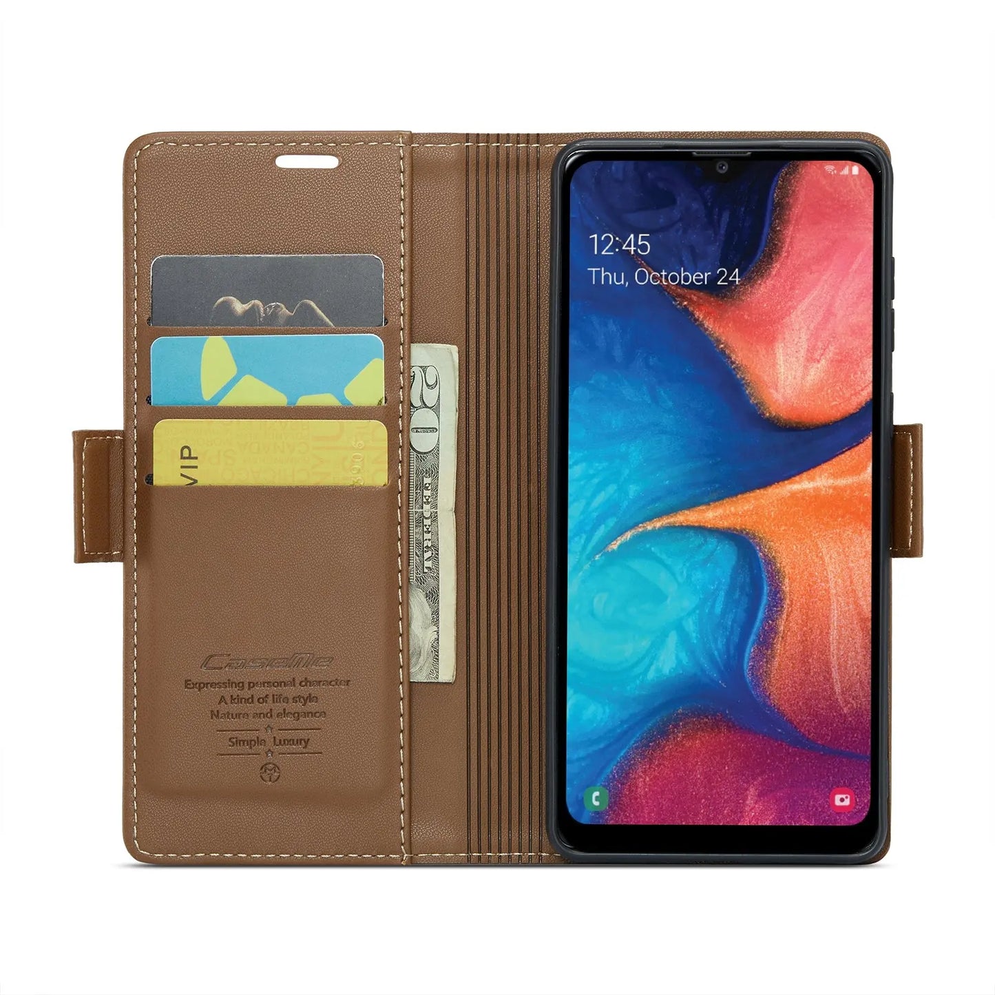 Samsung Galaxy A20 Leather Wallet Case - RFID Blocking, Stand Function, Card Slots-buycases.co.uk