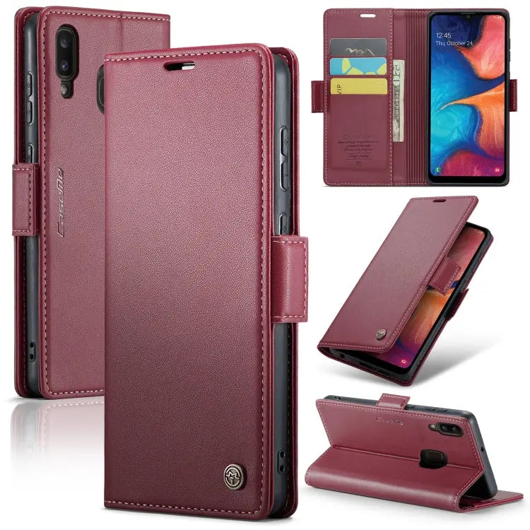 Samsung Galaxy A20 Leather Wallet Case - RFID Blocking, Stand Function, Card Slots-buycases.co.uk