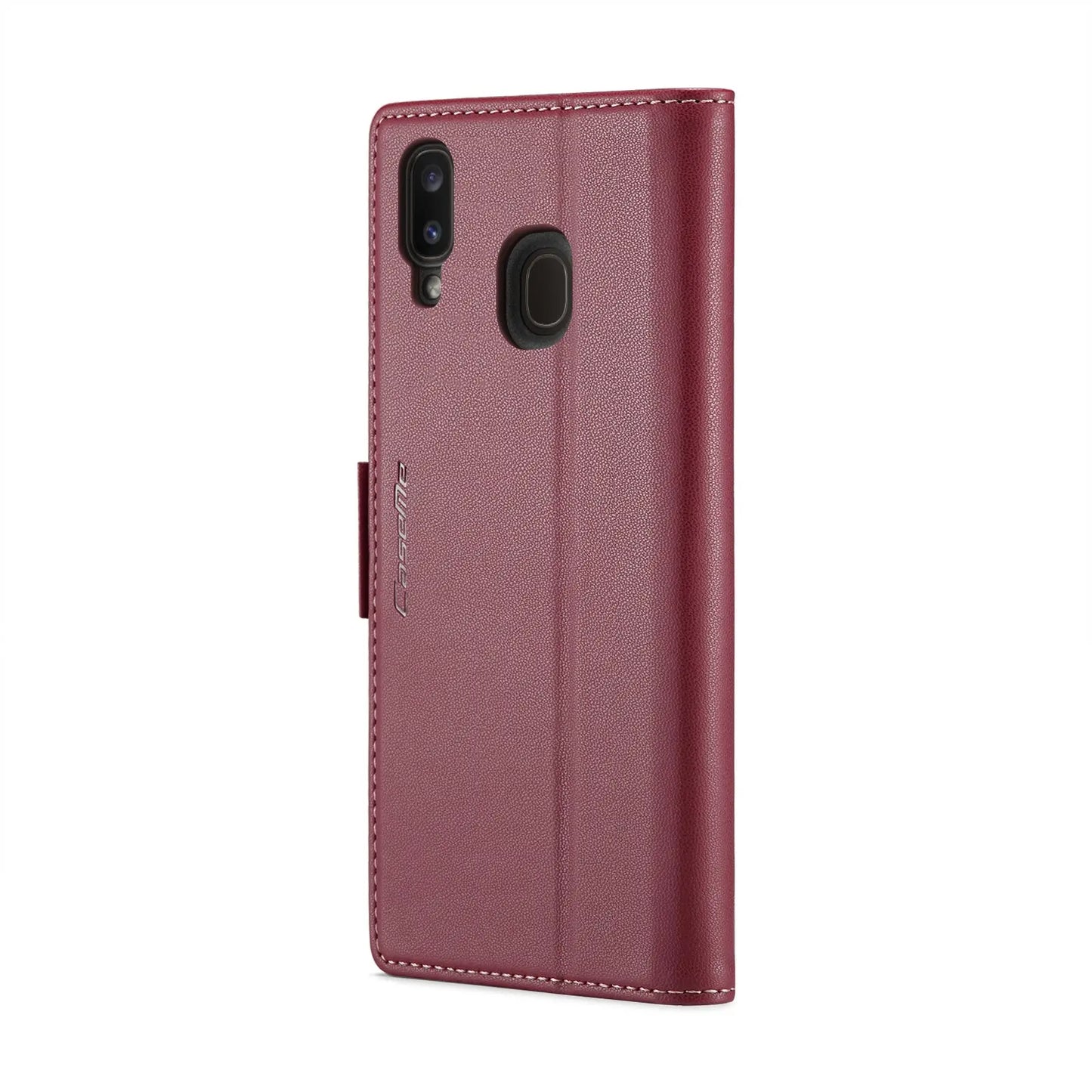 Samsung Galaxy A20 Leather Wallet Case - RFID Blocking, Stand Function, Card Slots-buycases.co.uk