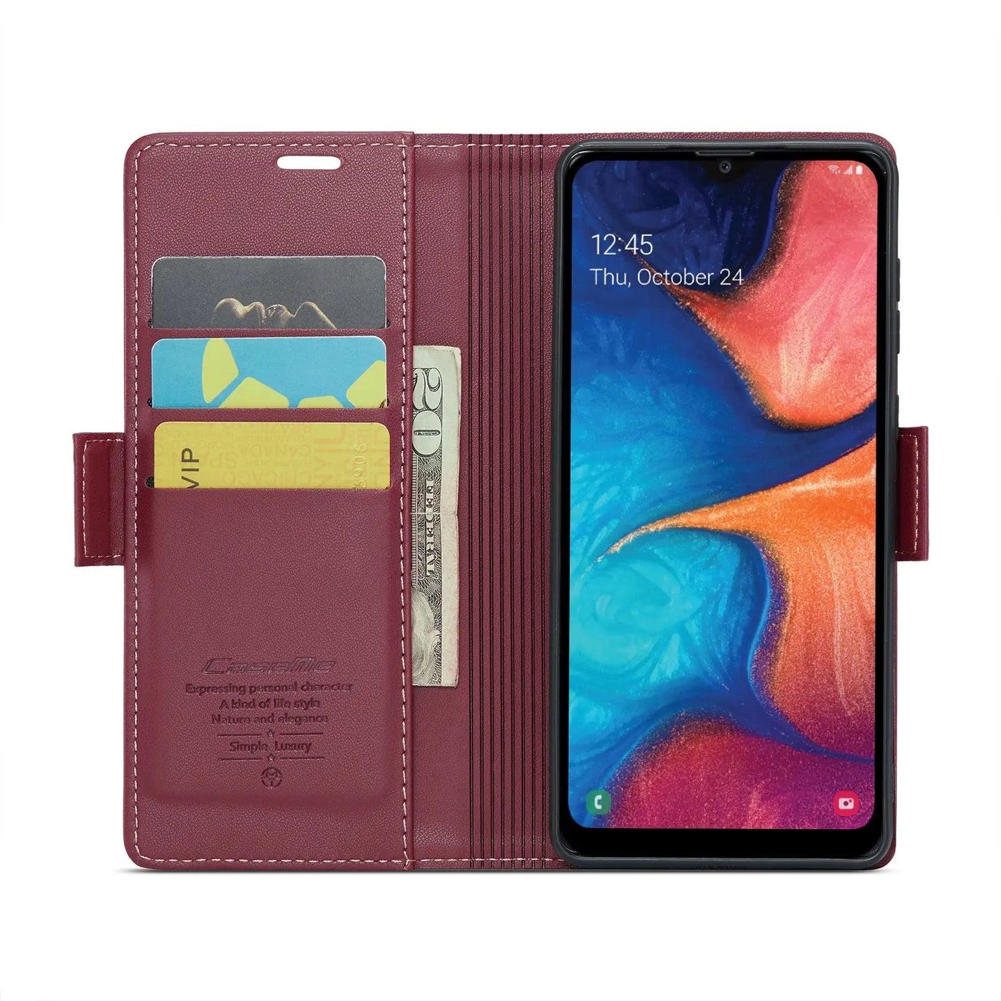 Samsung Galaxy A20 Leather Wallet Case - RFID Blocking, Stand Function, Card Slots-buycases.co.uk