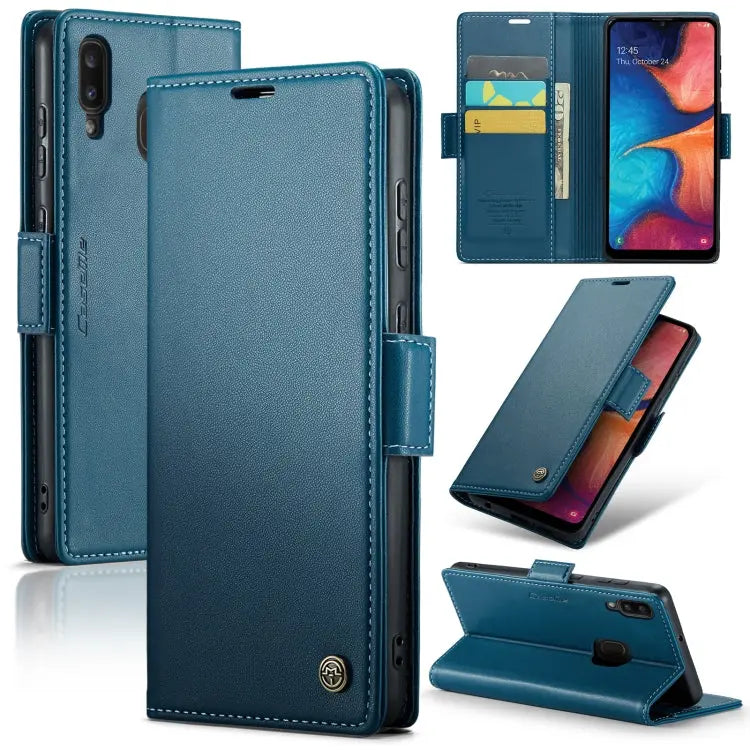 Samsung Galaxy A20 Leather Wallet Case - RFID Blocking, Stand Function, Card Slots-buycases.co.uk