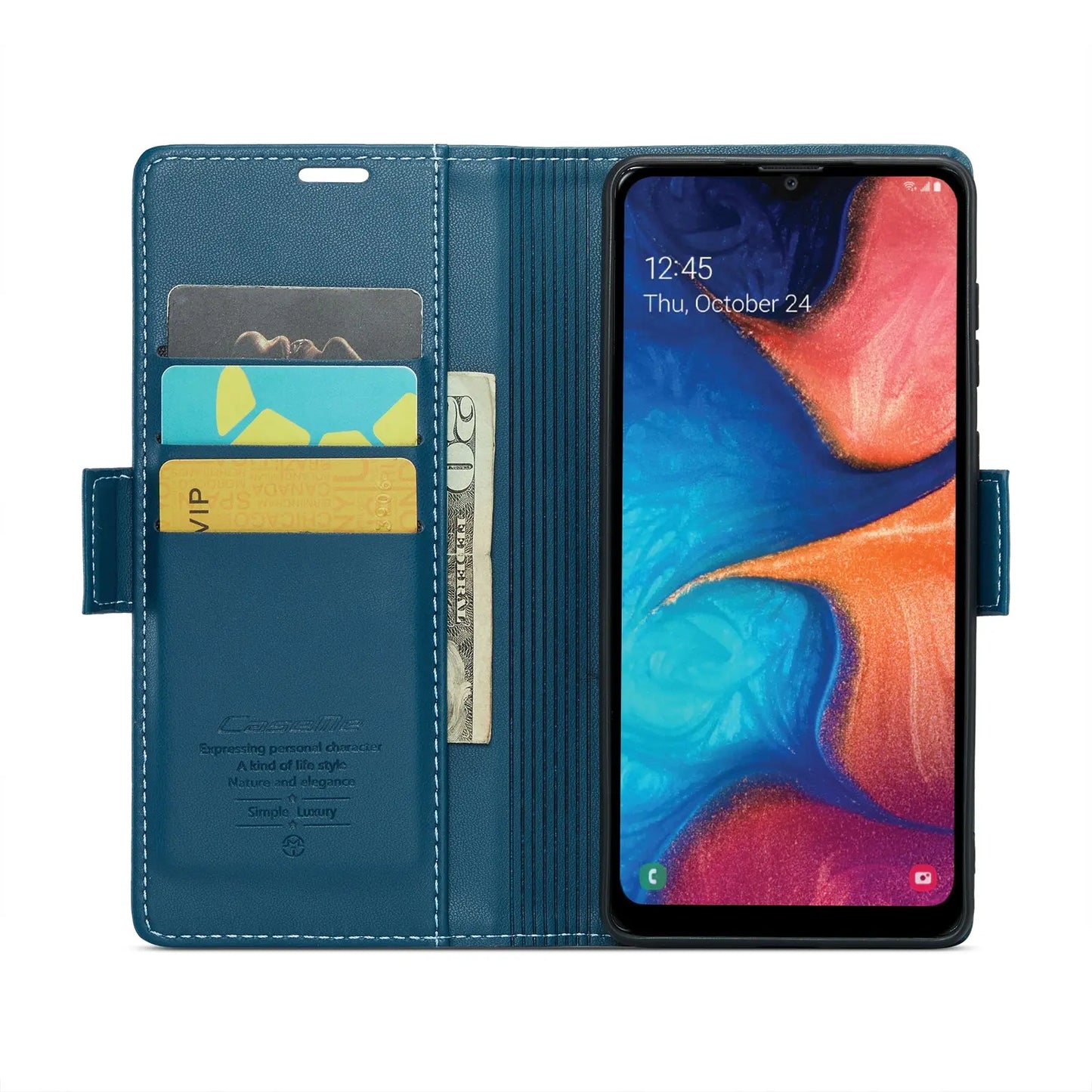 Samsung Galaxy A20 Leather Wallet Case - RFID Blocking, Stand Function, Card Slots-buycases.co.uk