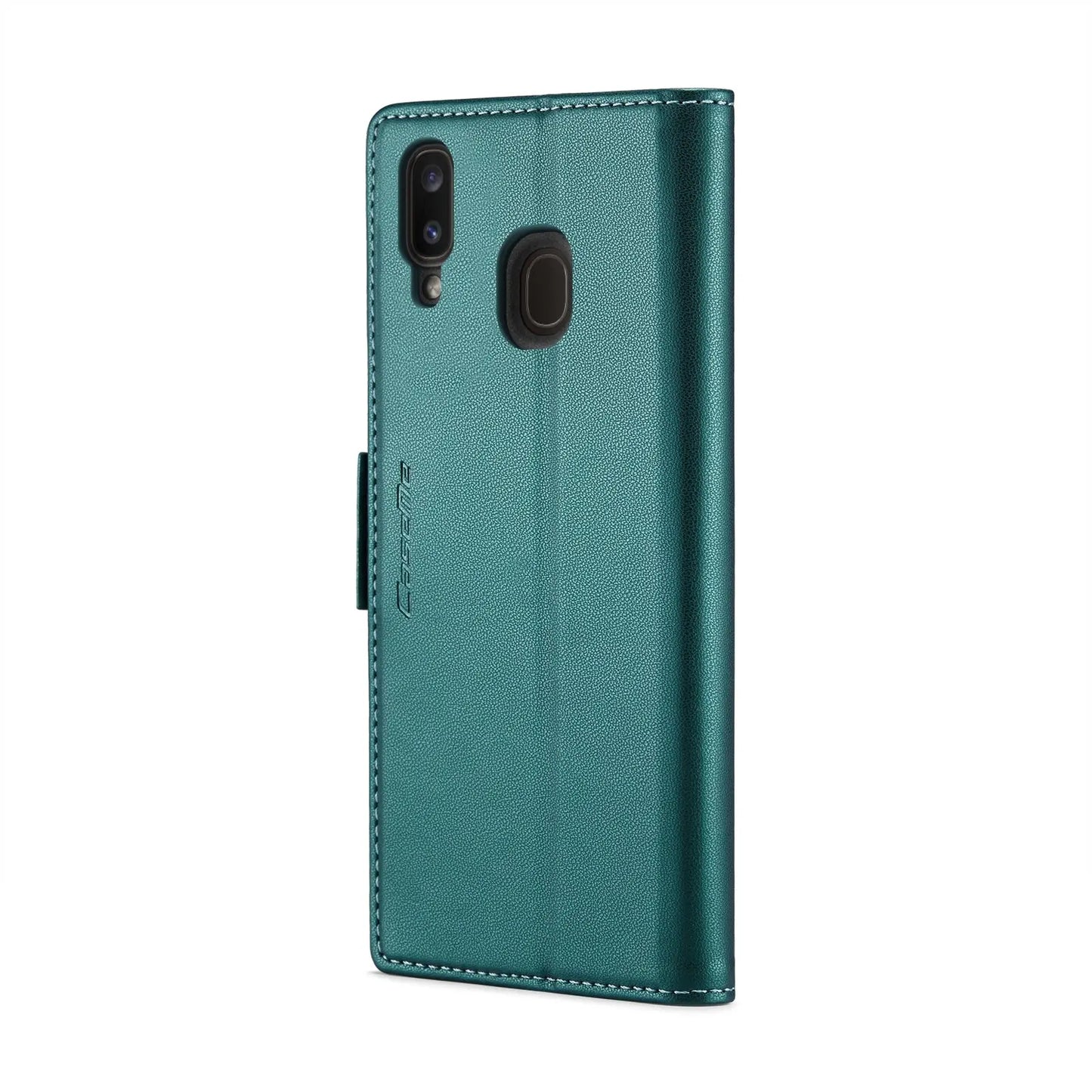 Samsung Galaxy A20 Leather Wallet Case - RFID Blocking, Stand Function, Card Slots-buycases.co.uk
