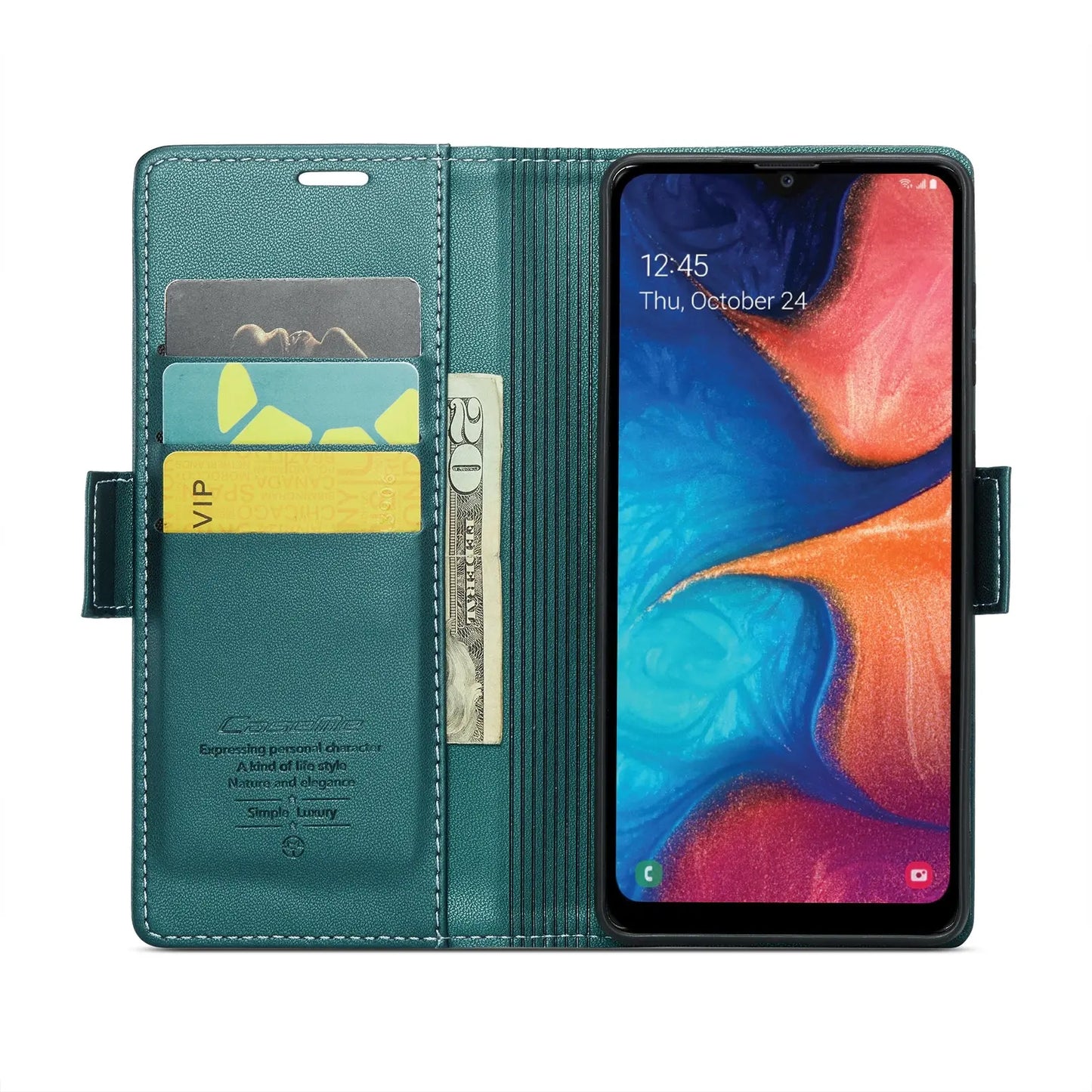 Samsung Galaxy A20 Leather Wallet Case - RFID Blocking, Stand Function, Card Slots-buycases.co.uk