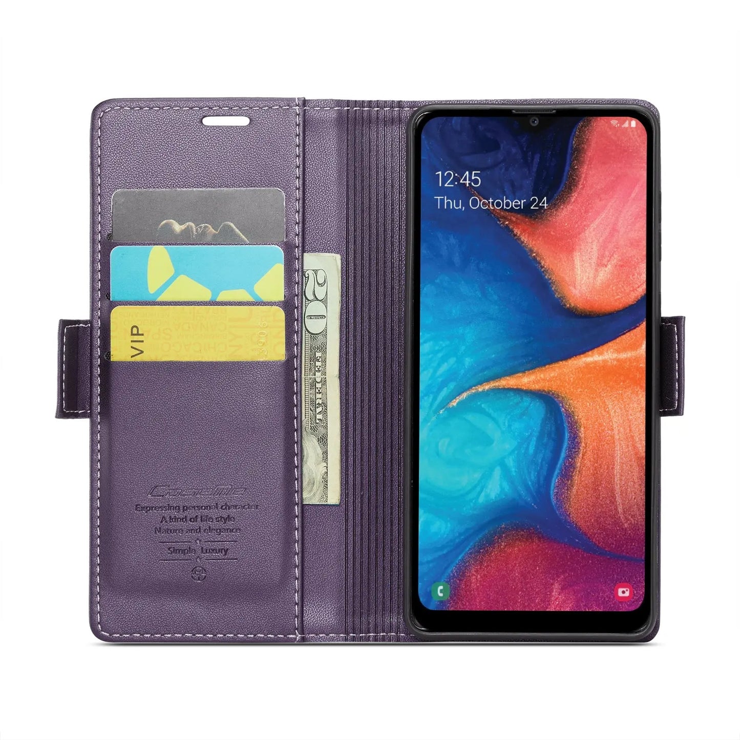 Samsung Galaxy A20 Leather Wallet Case - RFID Blocking, Stand Function, Card Slots-buycases.co.uk