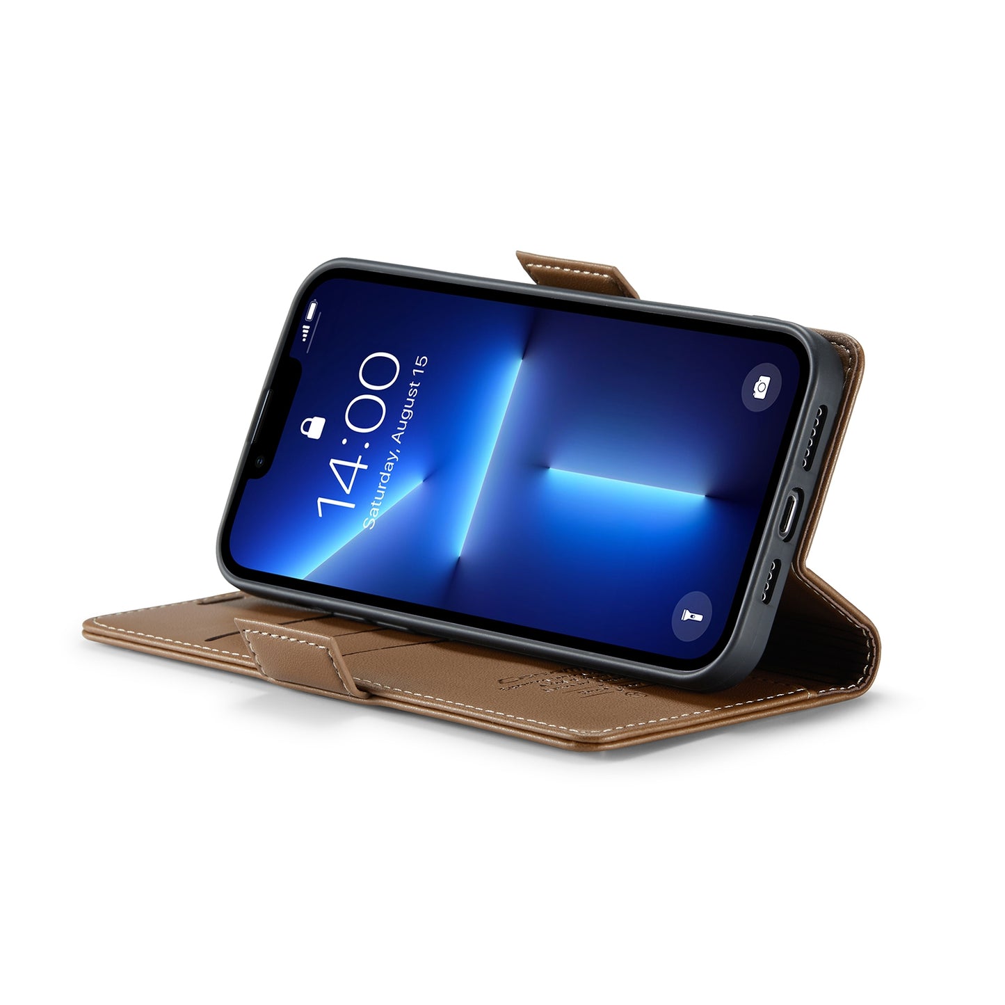 iPhone 13 Pro Leather Wallet Case - RFID Blocking, Stand Function, Card Slots