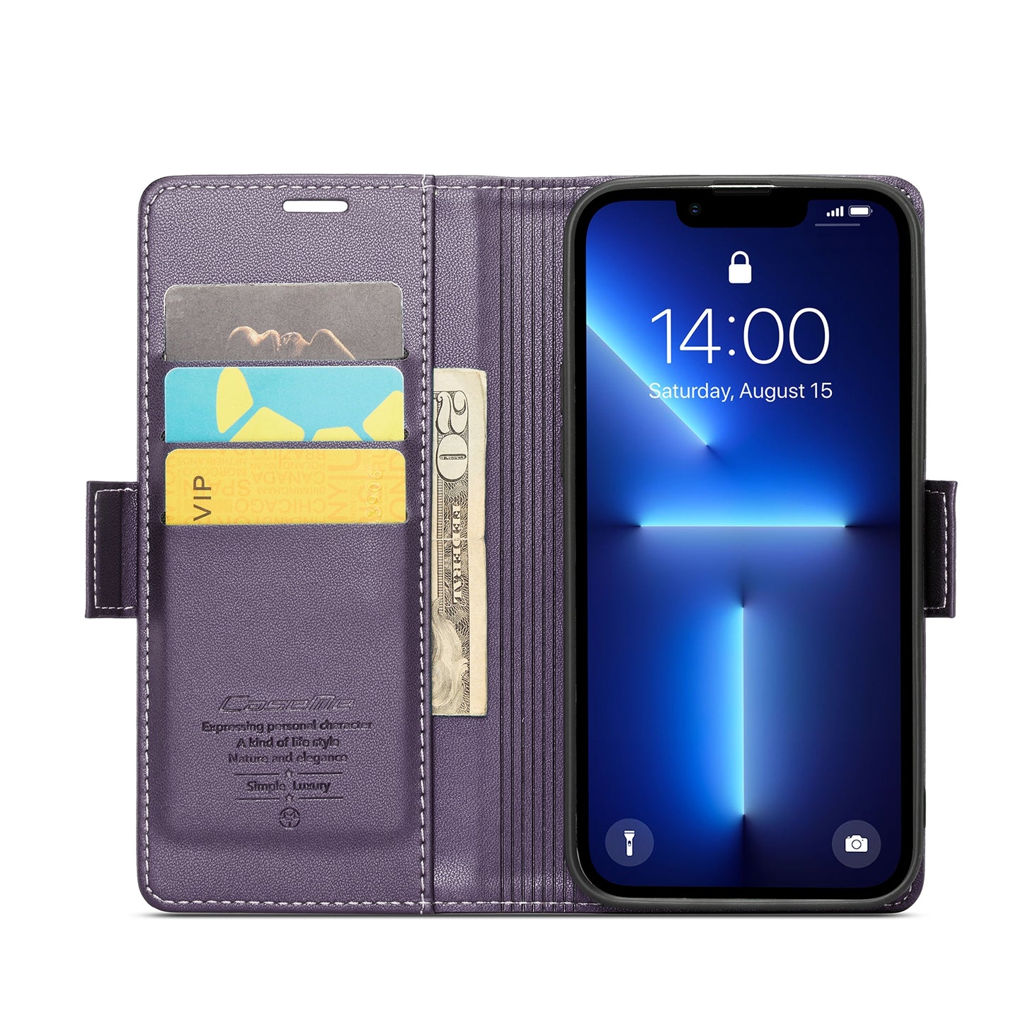 iPhone 13 Pro Leather Wallet Case - RFID Blocking, Stand Function, Card Slots
