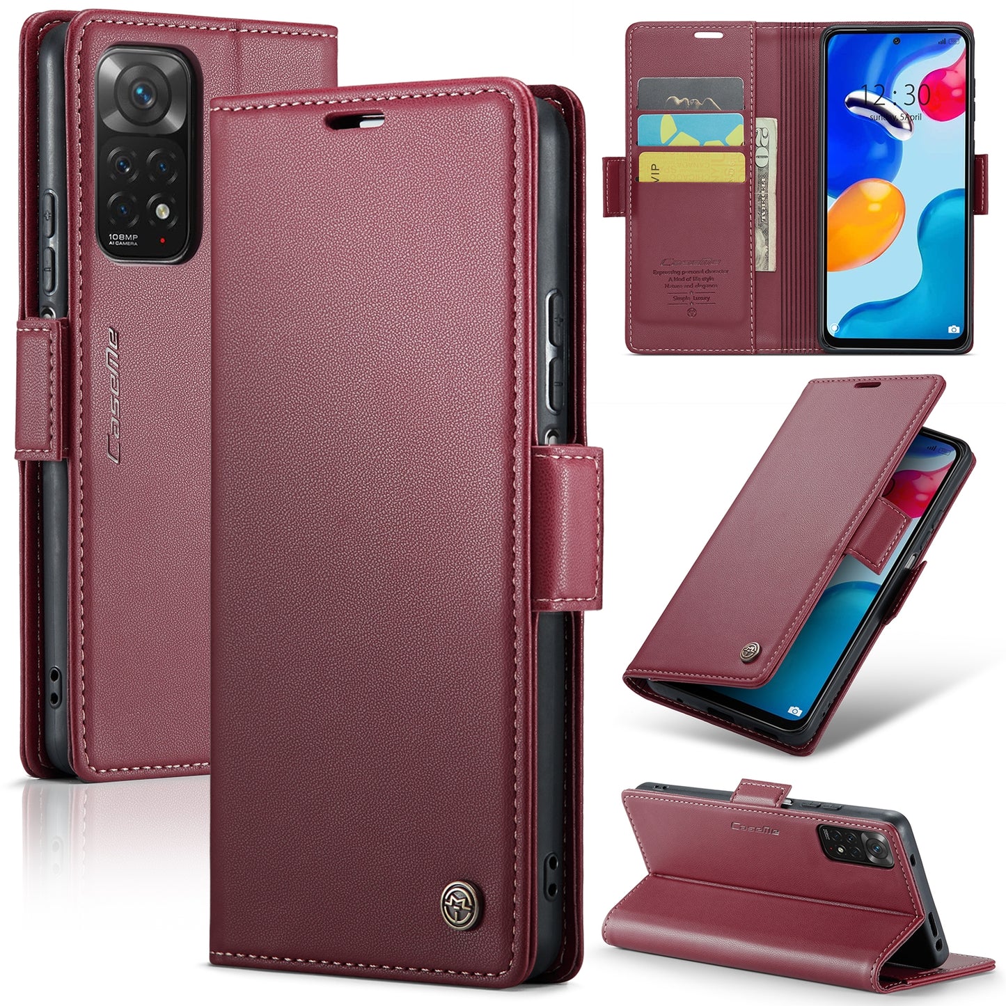 Xiaomi Redmi Note 11 4G Global Leather Wallet Case - RFID Blocking, Stand Function, Card Slots