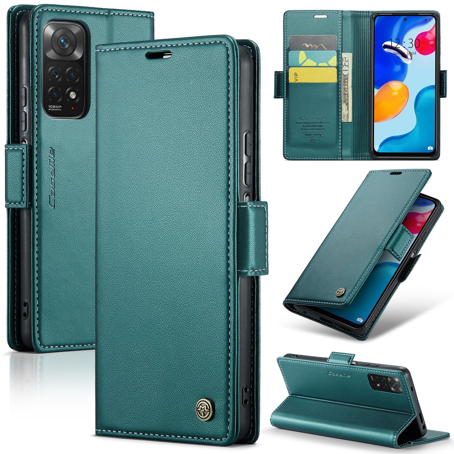 Xiaomi Redmi Note 11S Global Leather Wallet Case - RFID Blocking, Stand Function, Card Slots