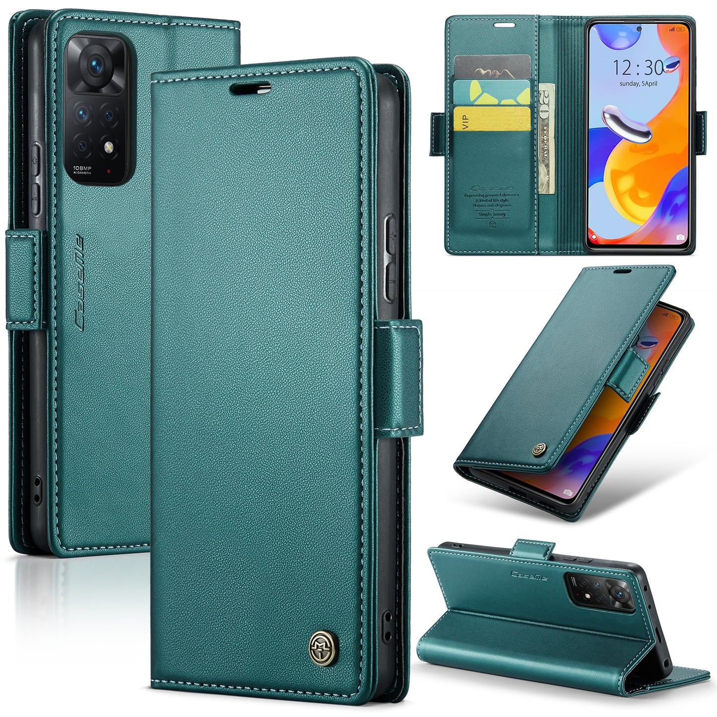 Xiaomi Redmi Note 11 Pro Global Leather Wallet Case - RFID Blocking, Stand Function, Card Slots