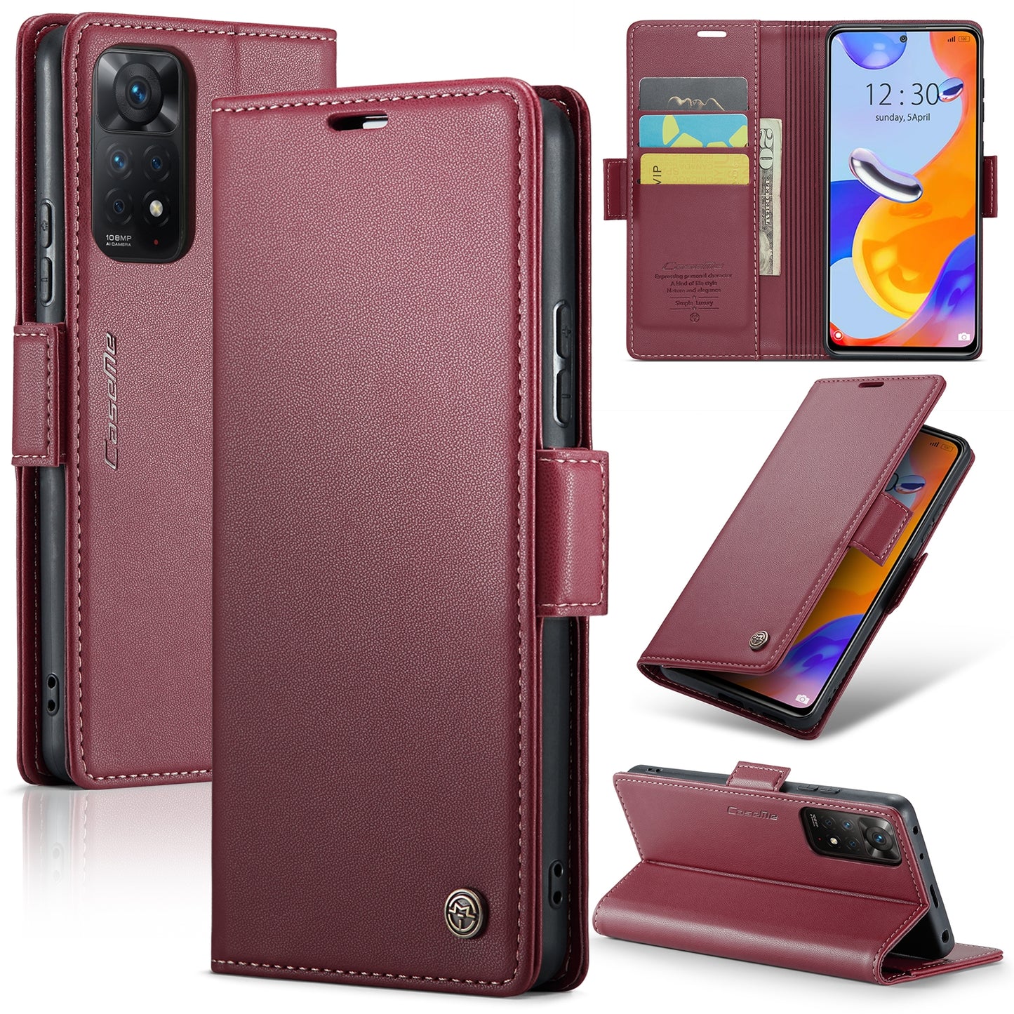 Xiaomi Redmi Note 11 Pro 5G Global Leather Wallet Case - RFID Blocking, Stand Function, Card Slots