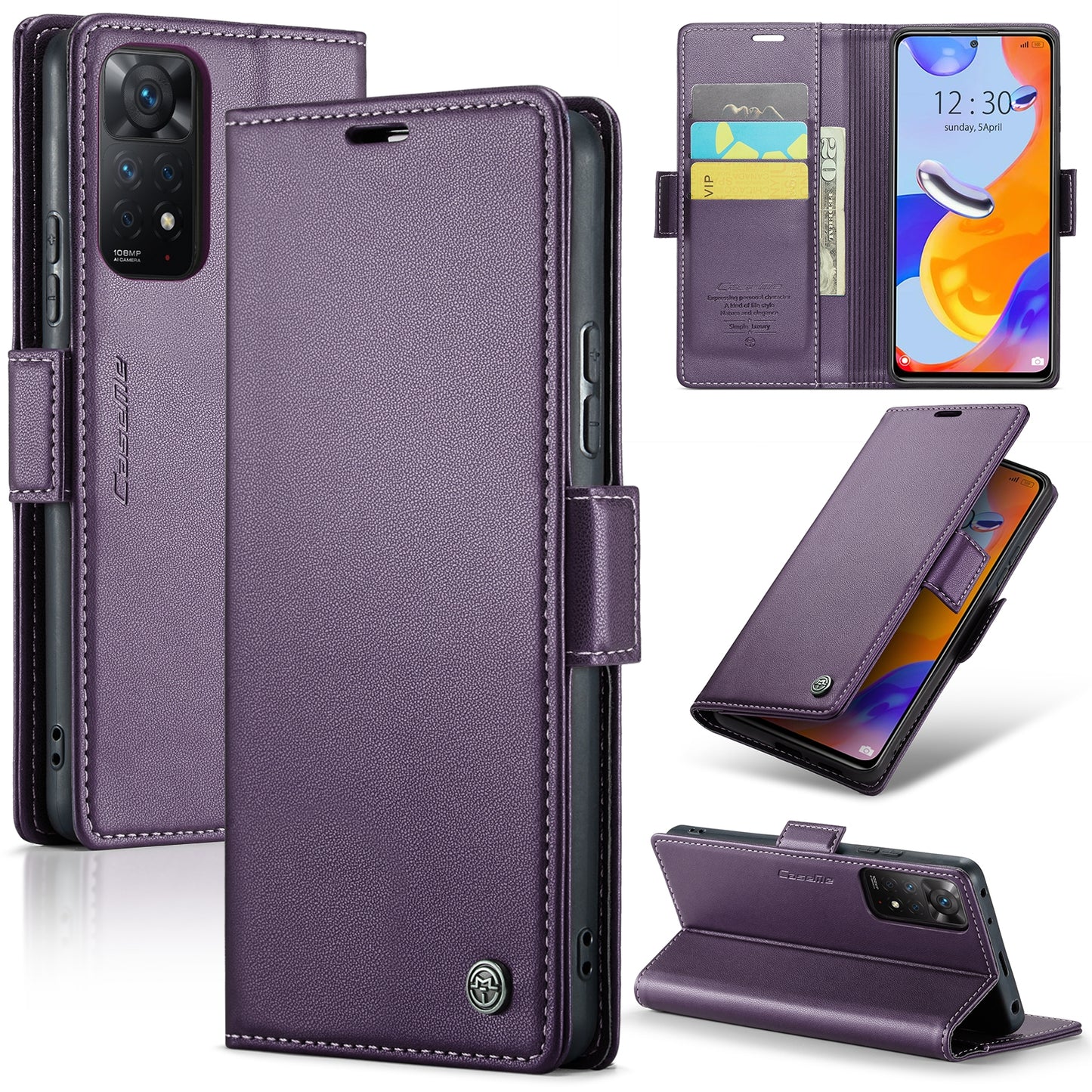 Xiaomi Redmi Note 11 Pro 5G Global Leather Wallet Case - RFID Blocking, Stand Function, Card Slots