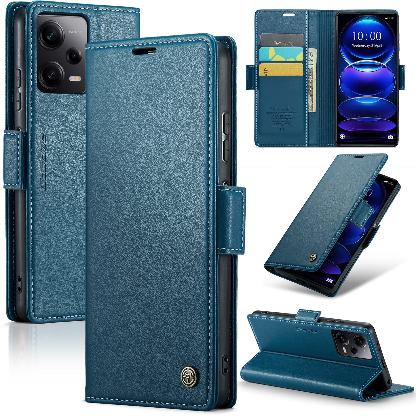 Xiaomi Redmi Note 12 Pro 5G Global Leather Wallet Case - RFID Blocking, Stand Function, Card Slots