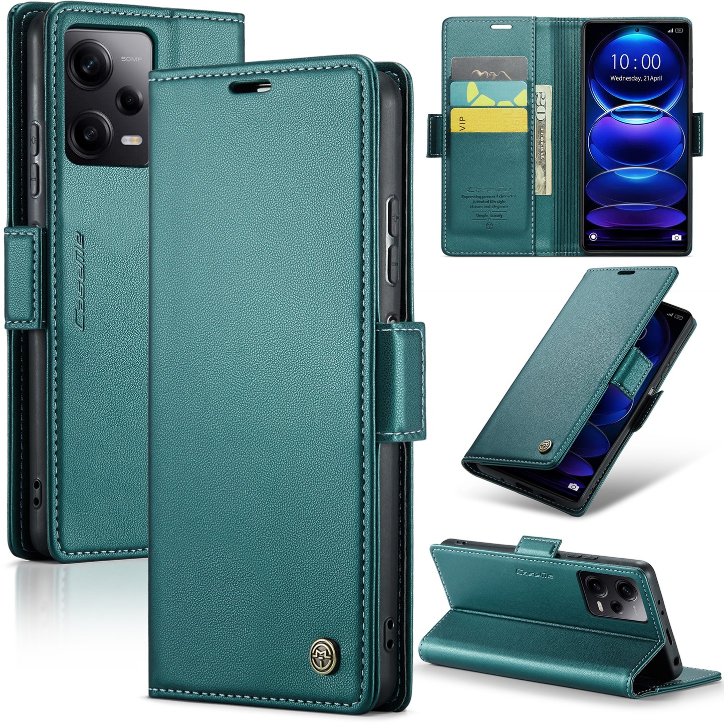 Xiaomi Redmi Note 12 Pro 5G Global Leather Wallet Case - RFID Blocking, Stand Function, Card Slots