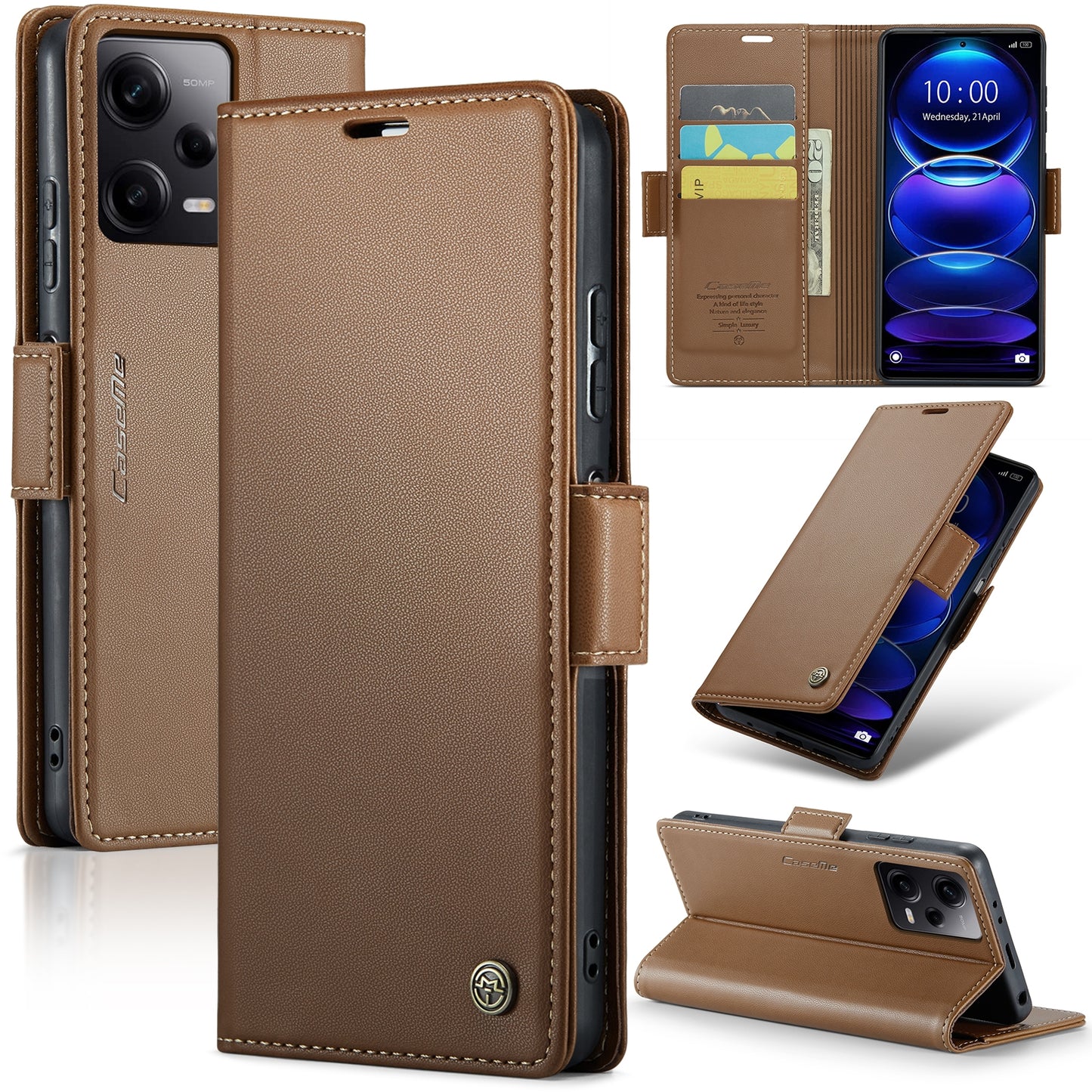 Xiaomi Poco X5 Pro 5G Leather Wallet Case - RFID Blocking, Stand Function, Card Slots