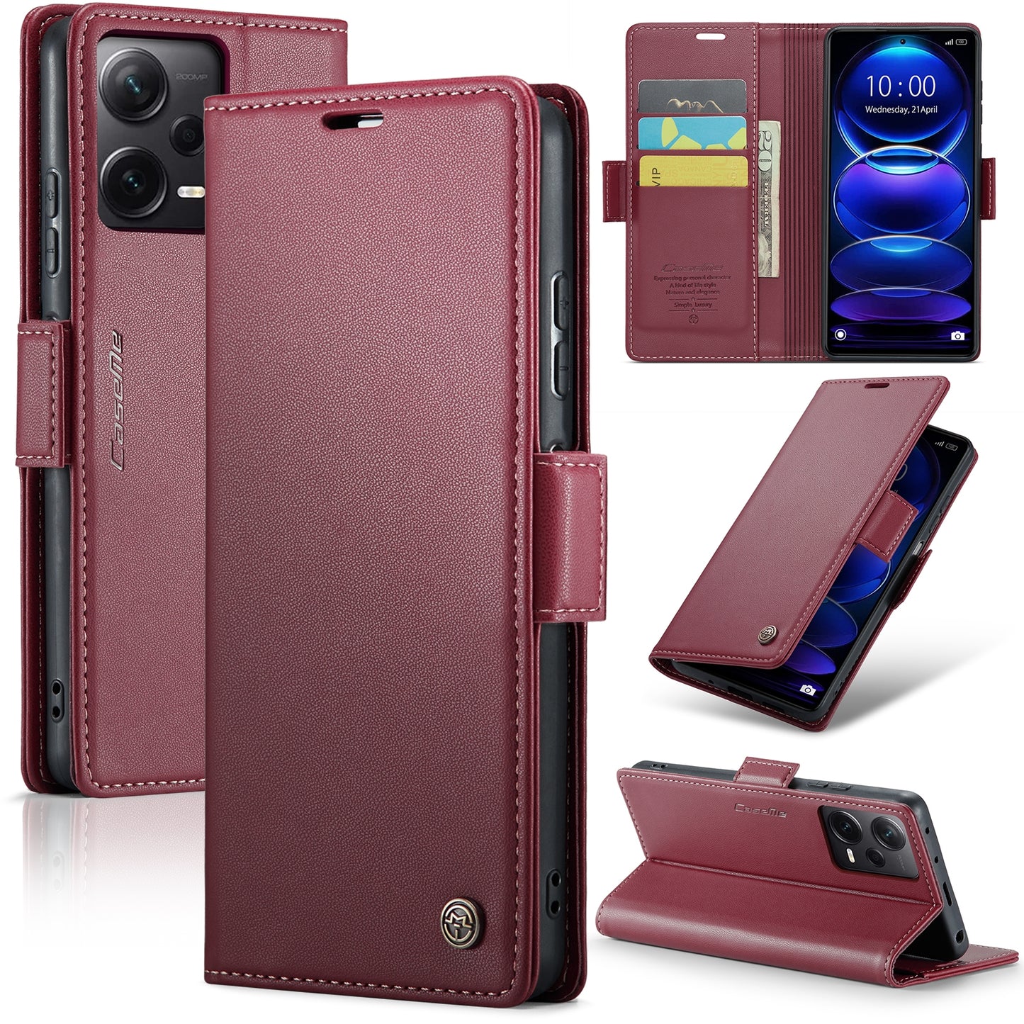 Xiaomi Redmi Note 12 Pro+ 5G Global Leather Wallet Case - RFID Blocking, Stand Function, Card Slots