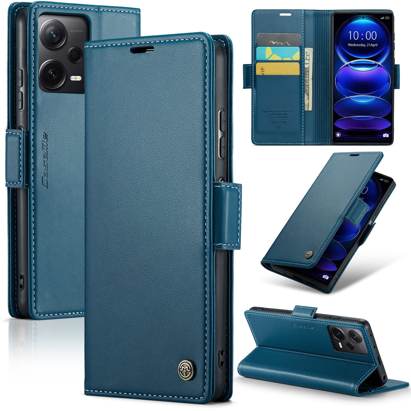 Xiaomi Redmi Note 12 Pro+ 5G Global Leather Wallet Case - RFID Blocking, Stand Function, Card Slots