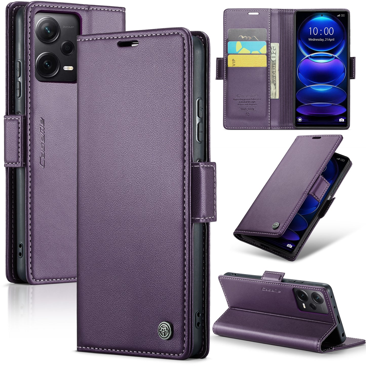 Xiaomi Redmi Note 12 Pro+ 5G Global Leather Wallet Case - RFID Blocking, Stand Function, Card Slots