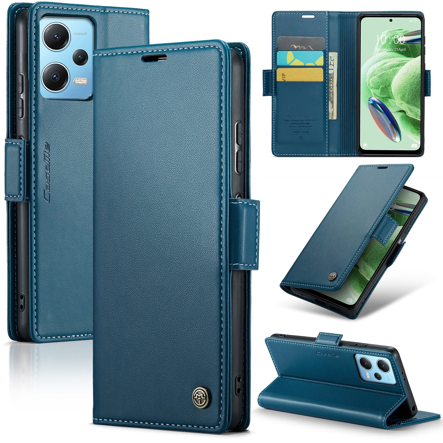 Xiaomi Redmi Note 12 5G Global Leather Wallet Case - RFID Blocking, Stand Function, Card Slots