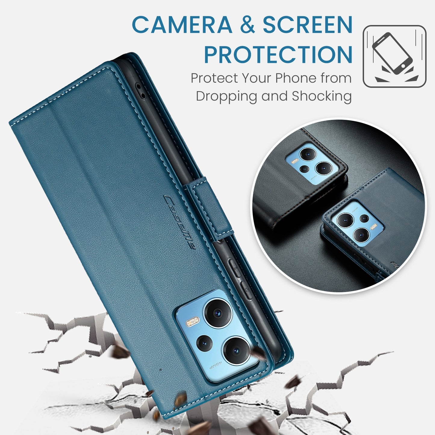 Xiaomi Redmi Note 12 5G Global Leather Wallet Case - RFID Blocking, Stand Function, Card Slots