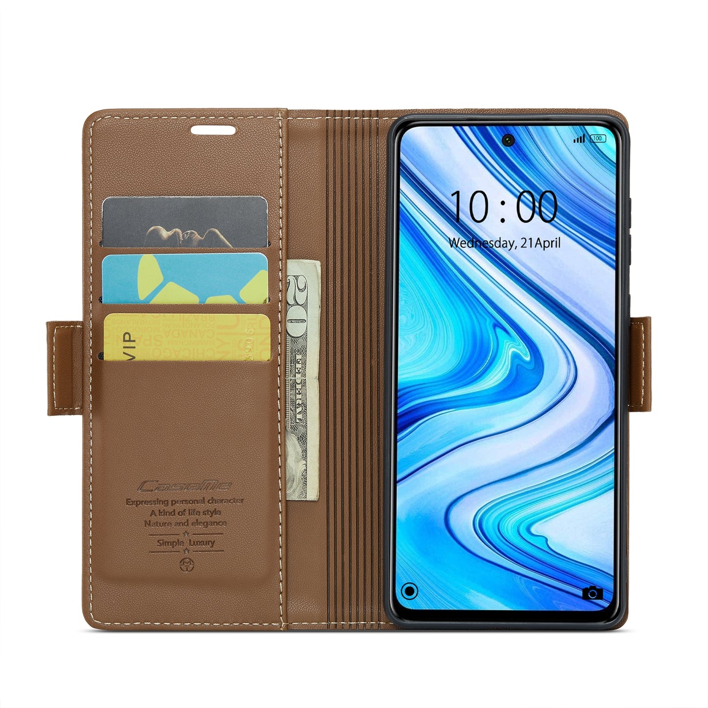 Xiaomi Redmi Note 9S Leather Wallet Case - RFID Blocking, Stand Function, Card Slots