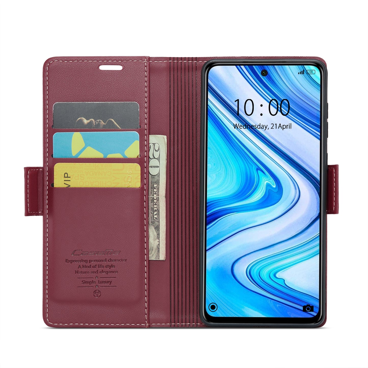 Xiaomi Redmi Note 9 Pro Max Leather Wallet Case - RFID Blocking, Stand Function, Card Slots