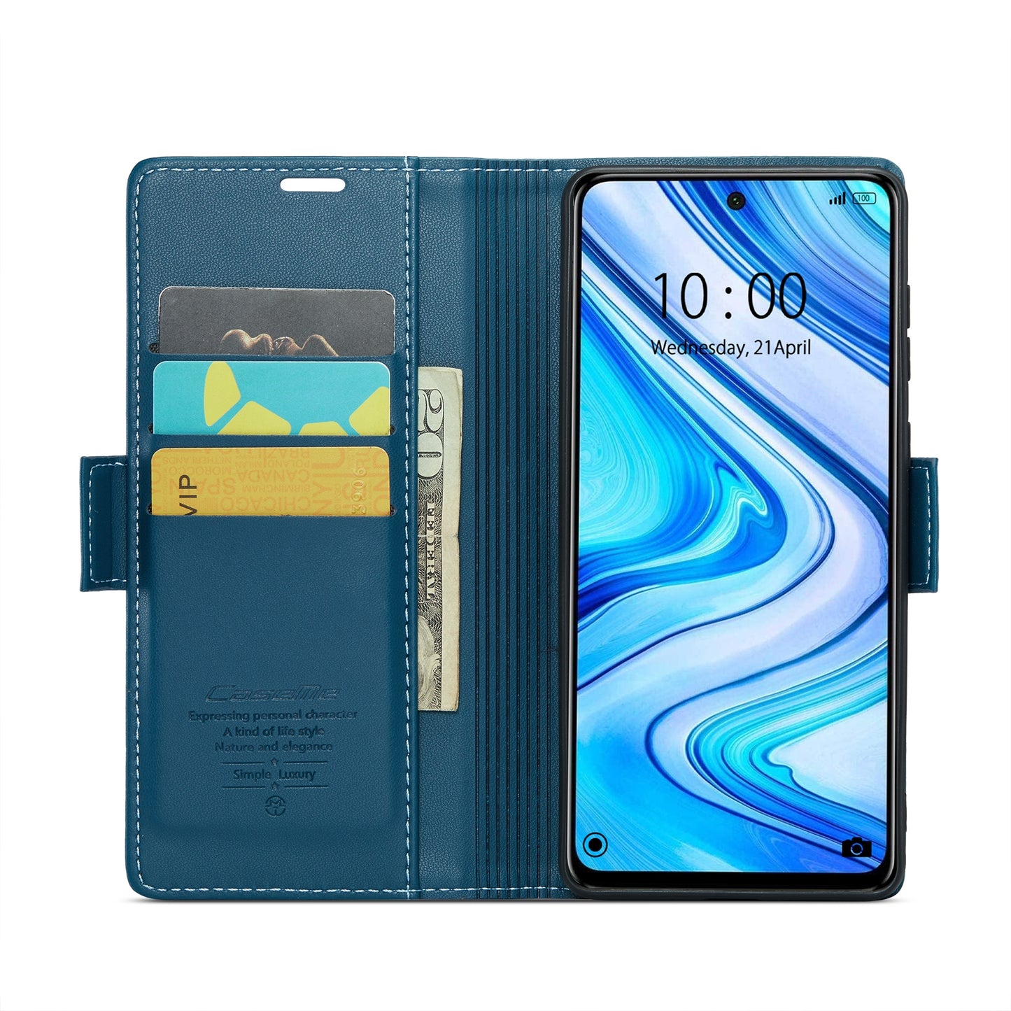 Xiaomi Redmi Note 9S Leather Wallet Case - RFID Blocking, Stand Function, Card Slots