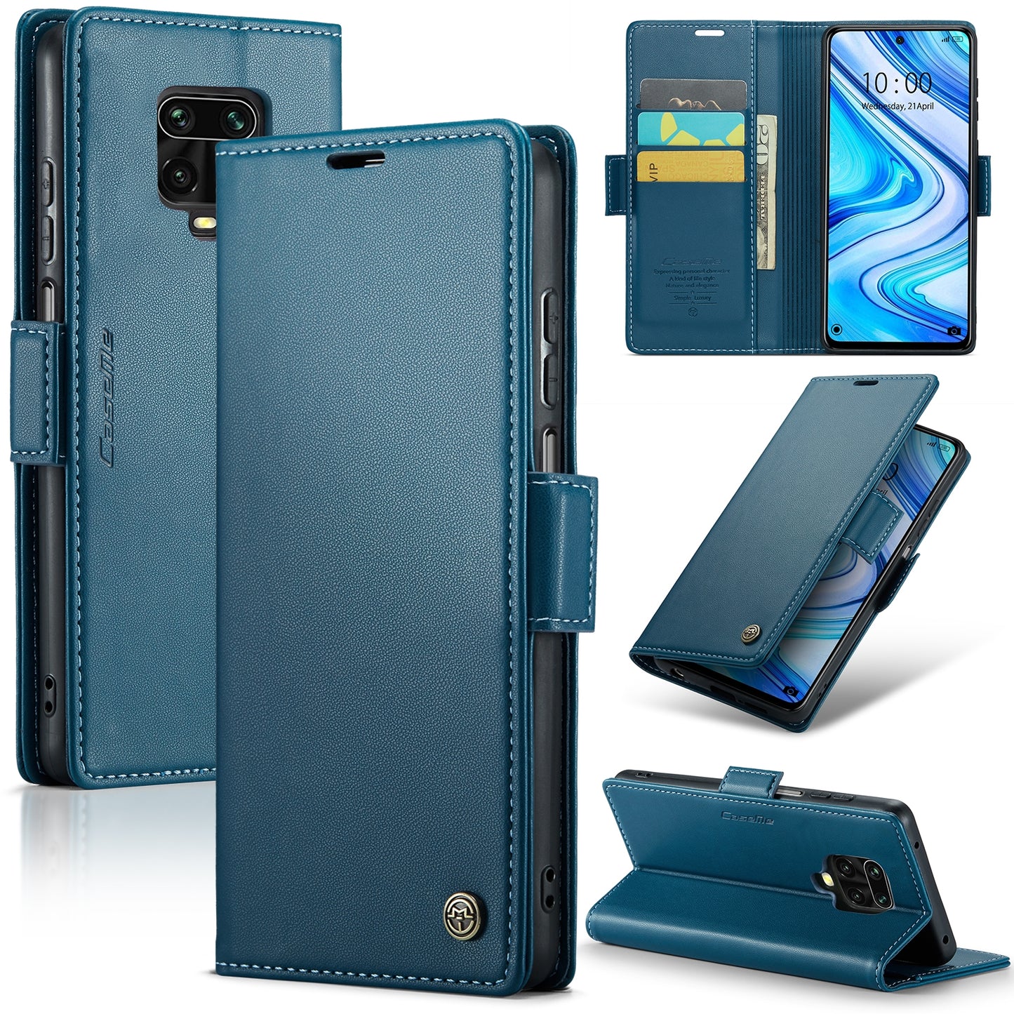 Xiaomi Redmi Note 9 Pro Leather Wallet Case - RFID Blocking, Stand Function, Card Slots