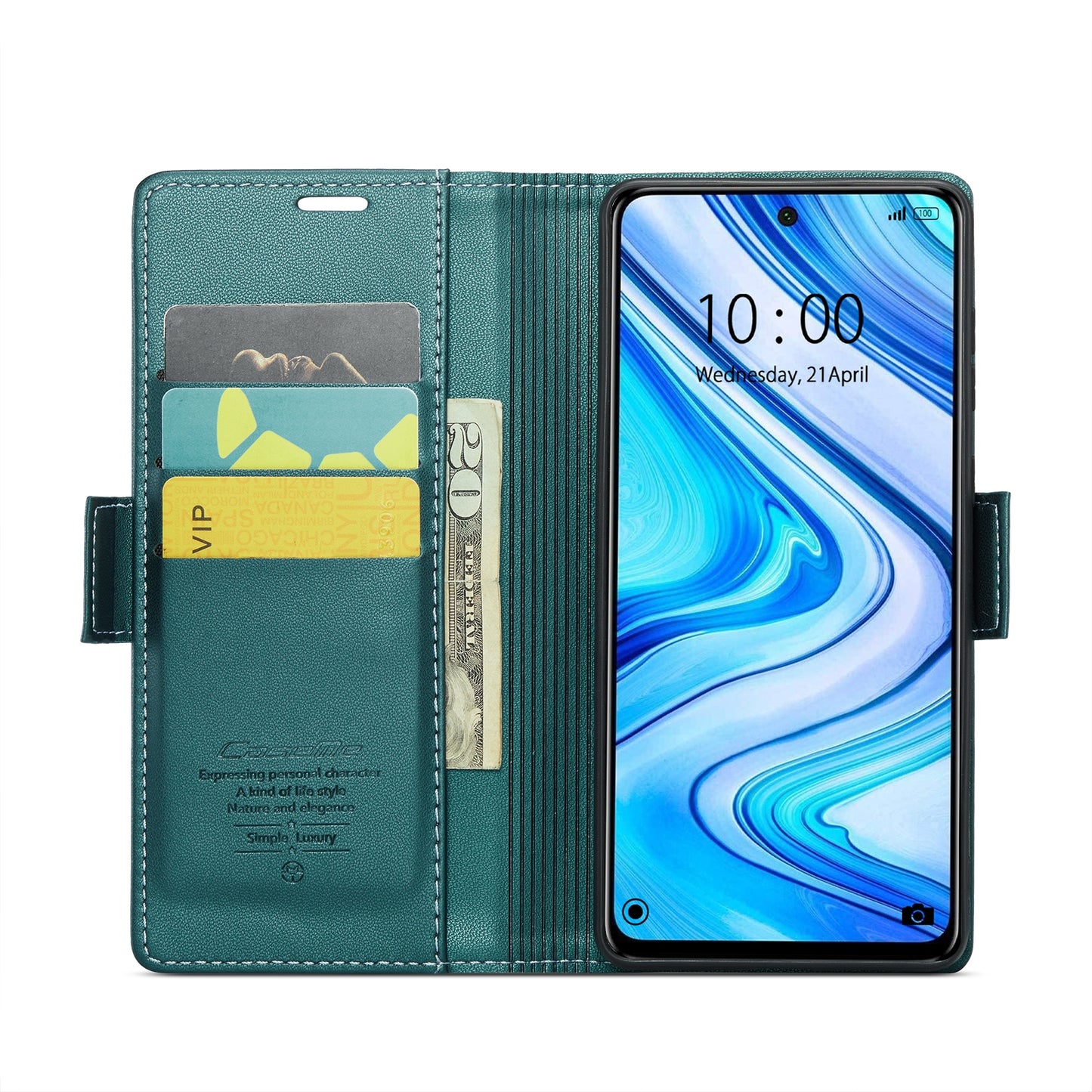 Xiaomi Redmi Note 9S Leather Wallet Case - RFID Blocking, Stand Function, Card Slots
