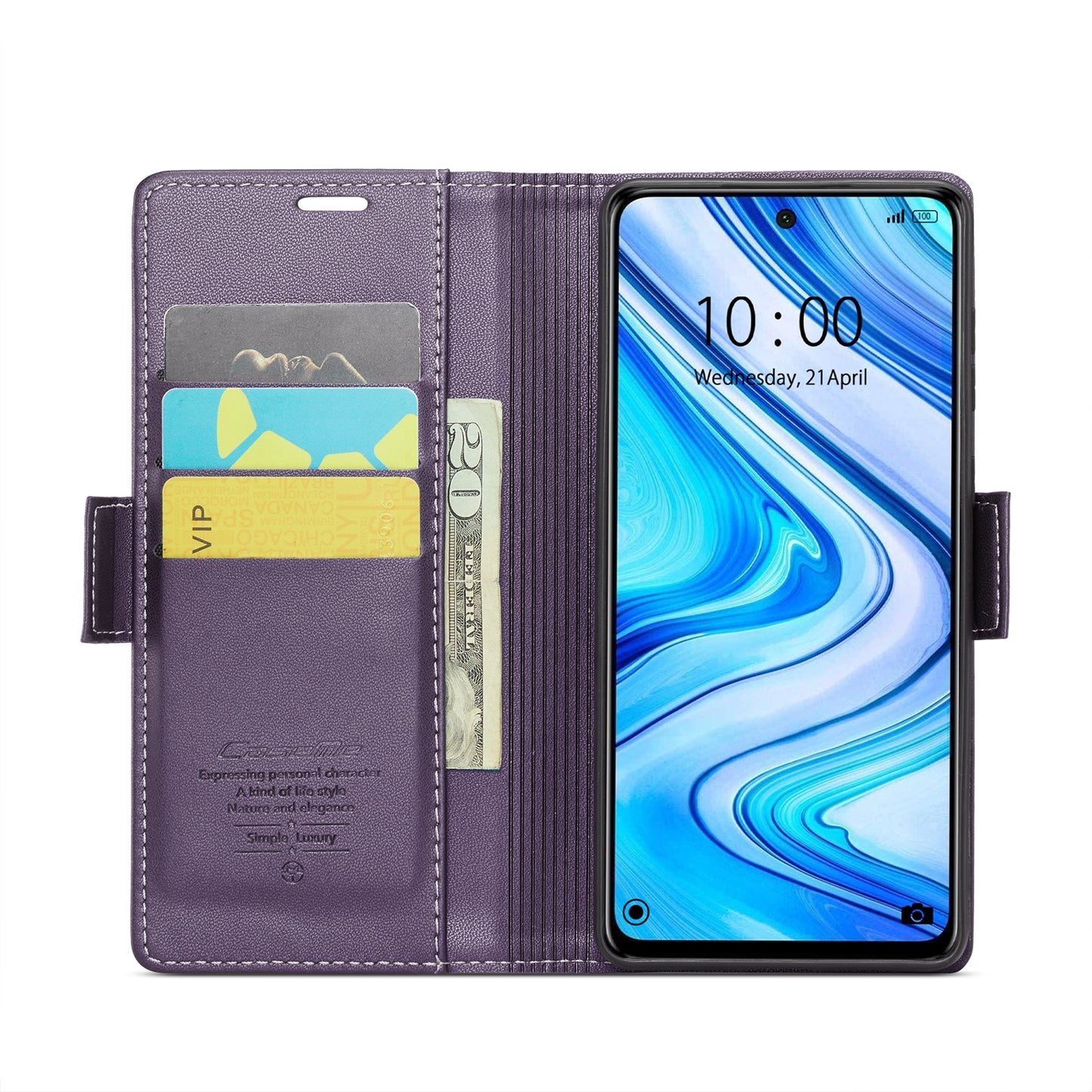 Xiaomi Redmi Note 9 Pro Max Leather Wallet Case - RFID Blocking, Stand Function, Card Slots