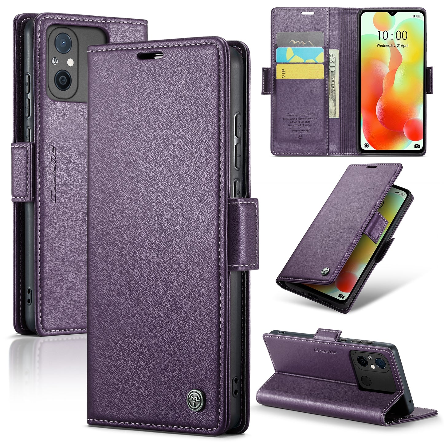Xiaomi Redmi 12C Leather Wallet Case - RFID Blocking, Stand Function, Card Slots