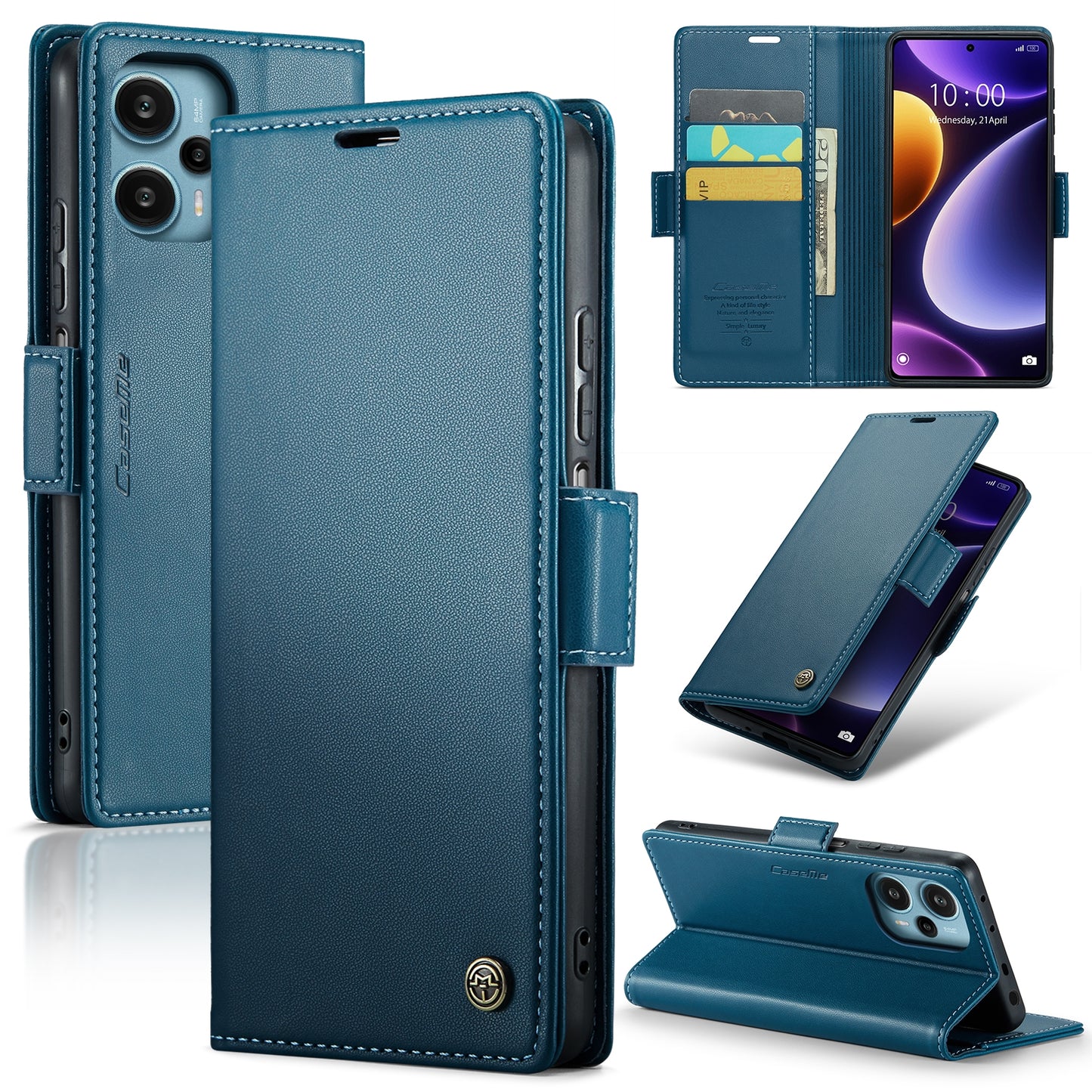 Xiaomi Redmi Note 12 Turbo 5G Leather Wallet Case - RFID Blocking, Stand Function, Card Slots