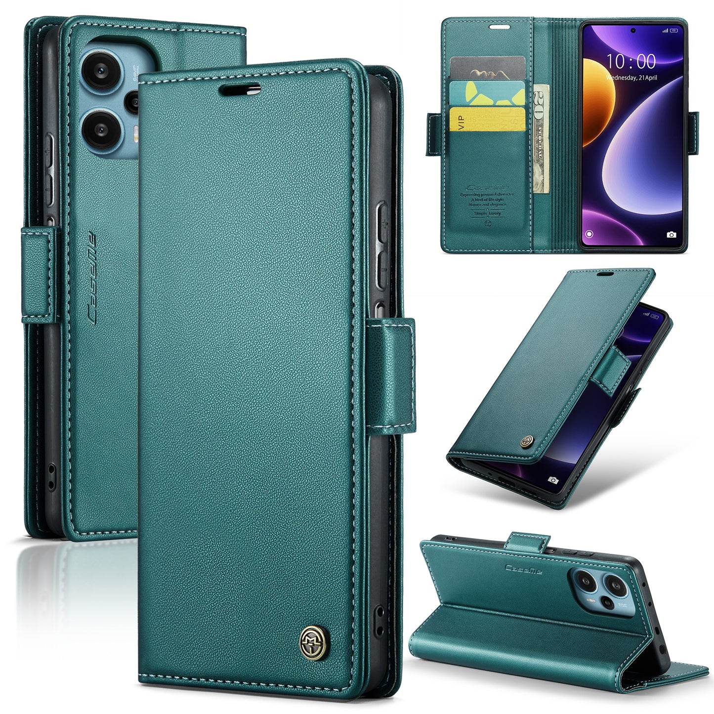 Xiaomi Redmi Note 12 Turbo 5G Leather Wallet Case - RFID Blocking, Stand Function, Card Slots