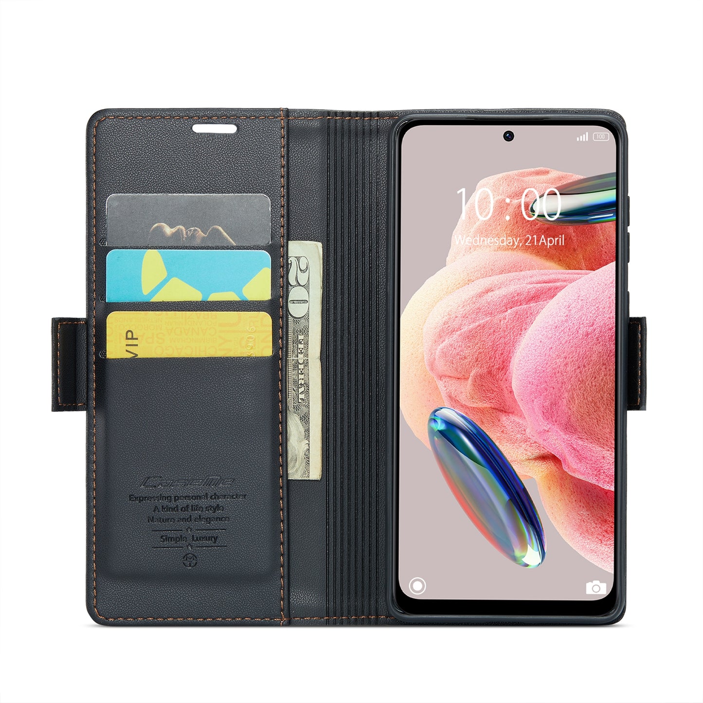 Xiaomi Redmi Note 12 4G Global Leather Wallet Case - RFID Blocking, Stand Function, Card Slots