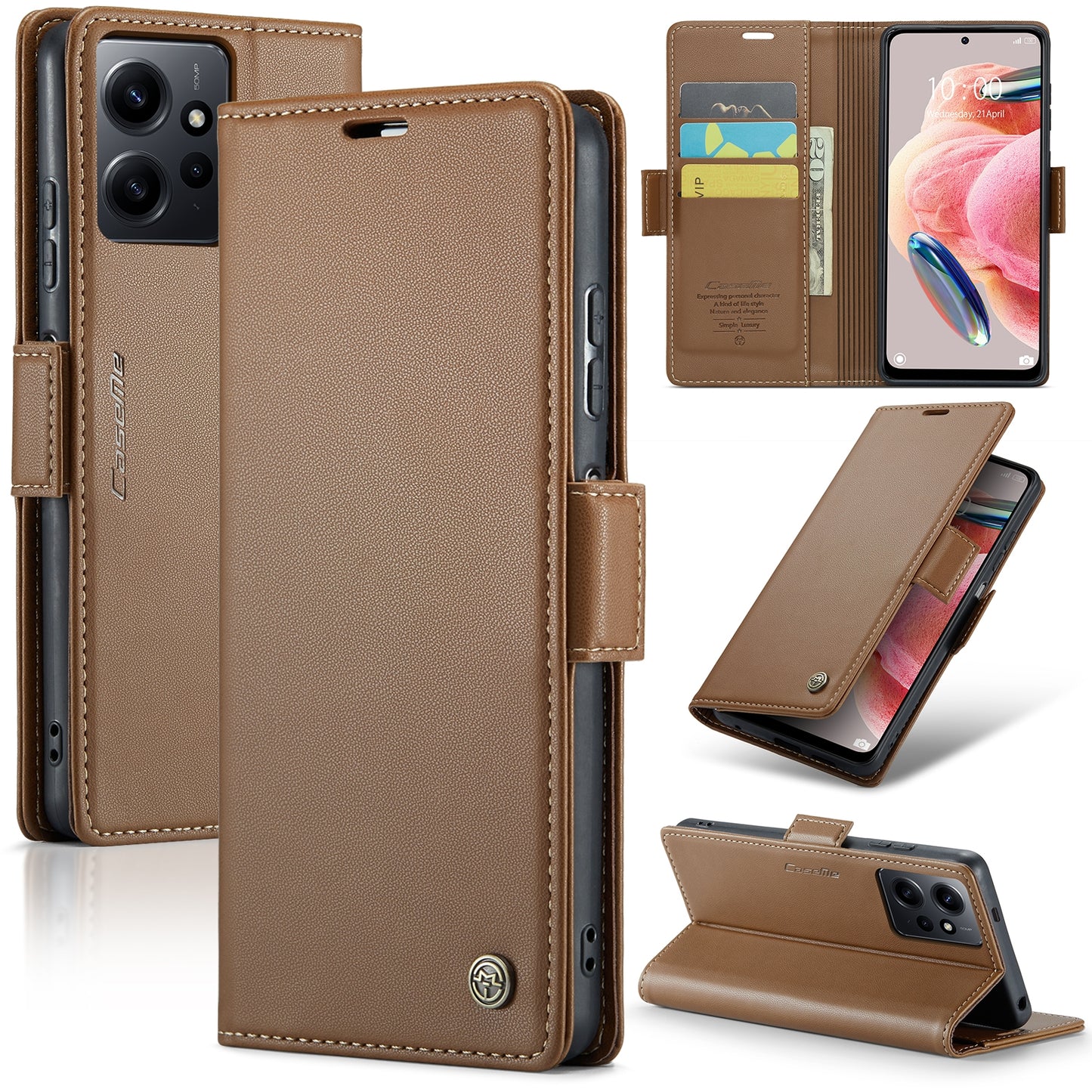 Xiaomi Redmi Note 12 4G Global Leather Wallet Case - RFID Blocking, Stand Function, Card Slots