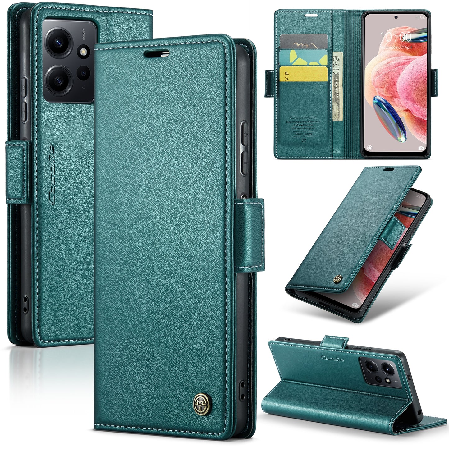 Xiaomi Redmi Note 12 4G Global Leather Wallet Case - RFID Blocking, Stand Function, Card Slots