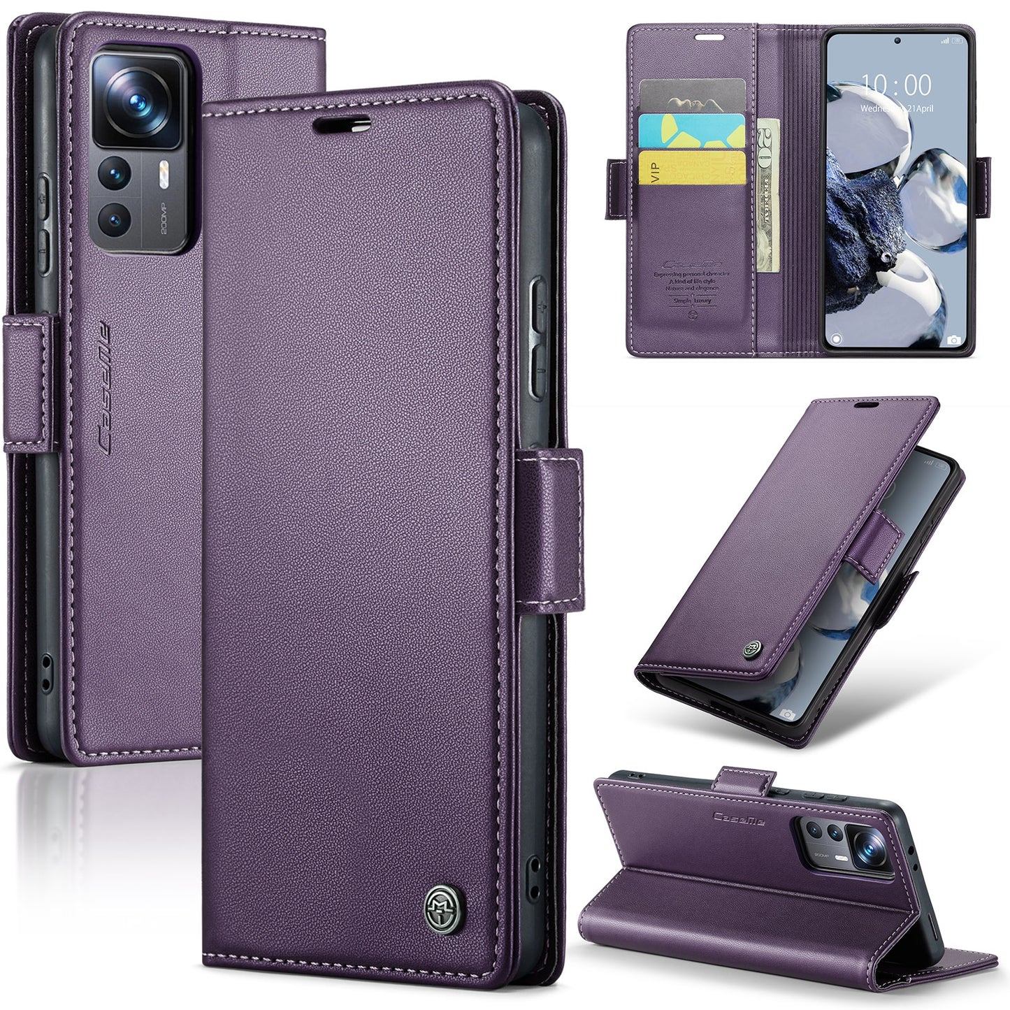 Xiaomi Redmi K50 Ultra Leather Wallet Case - RFID Blocking, Stand Function, Card Slots