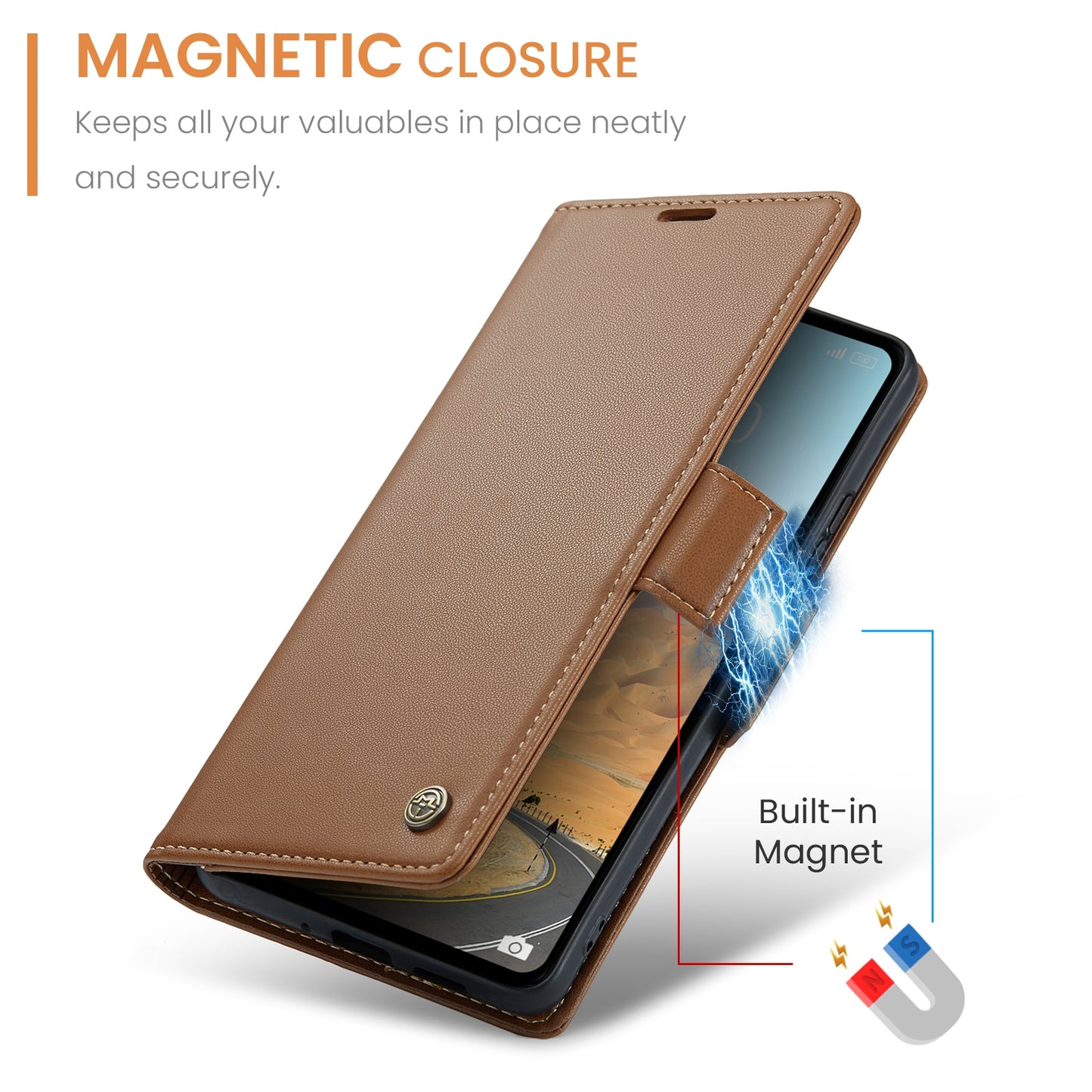 Xiaomi Redmi Note 12R Leather Wallet Case - RFID Blocking, Stand Function, Card Slots