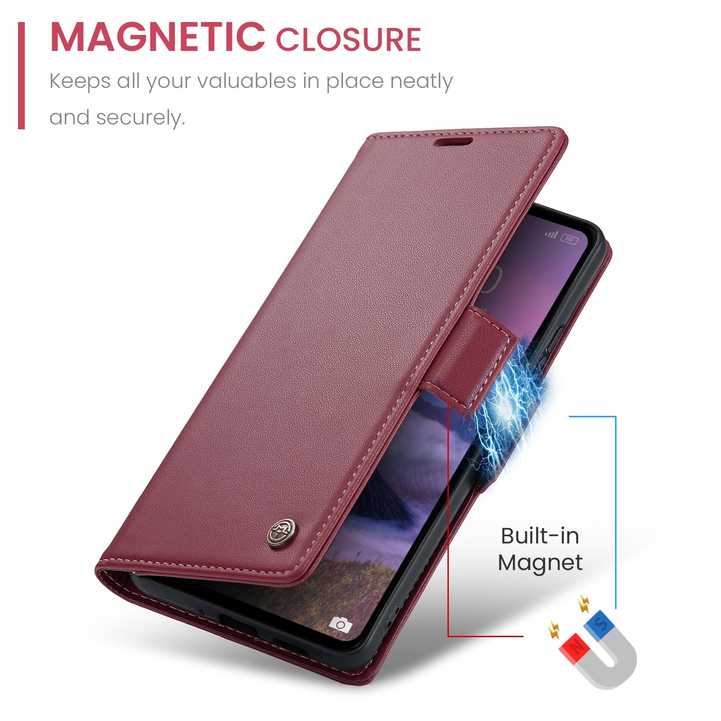 Xiaomi Redmi Note 12R Leather Wallet Case - RFID Blocking, Stand Function, Card Slots