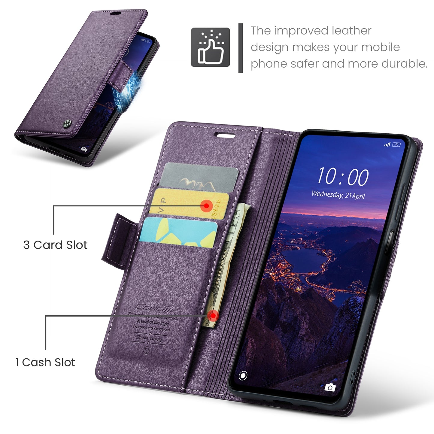 Xiaomi Redmi Note 12R Leather Wallet Case - RFID Blocking, Stand Function, Card Slots