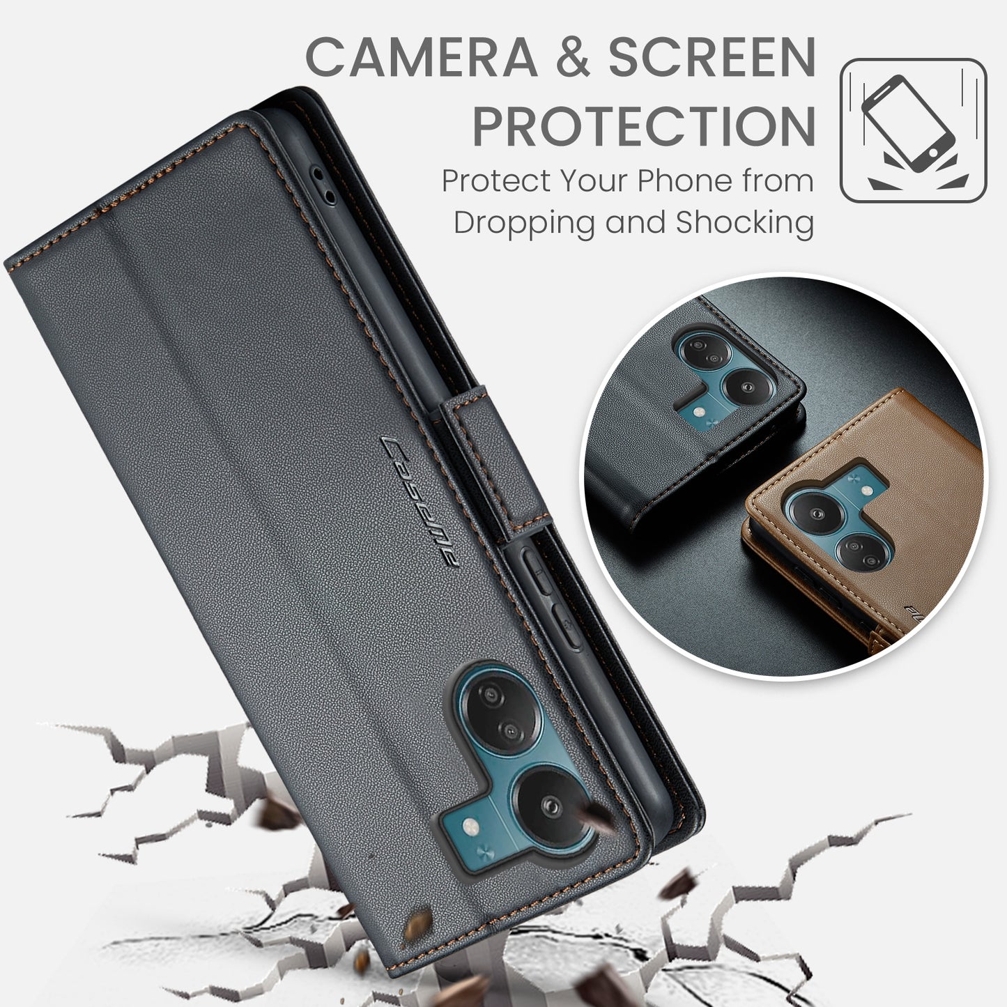 Xiaomi Redmi 13C 4G/5G Leather Wallet Case - RFID Blocking, Stand Function, Card Slots