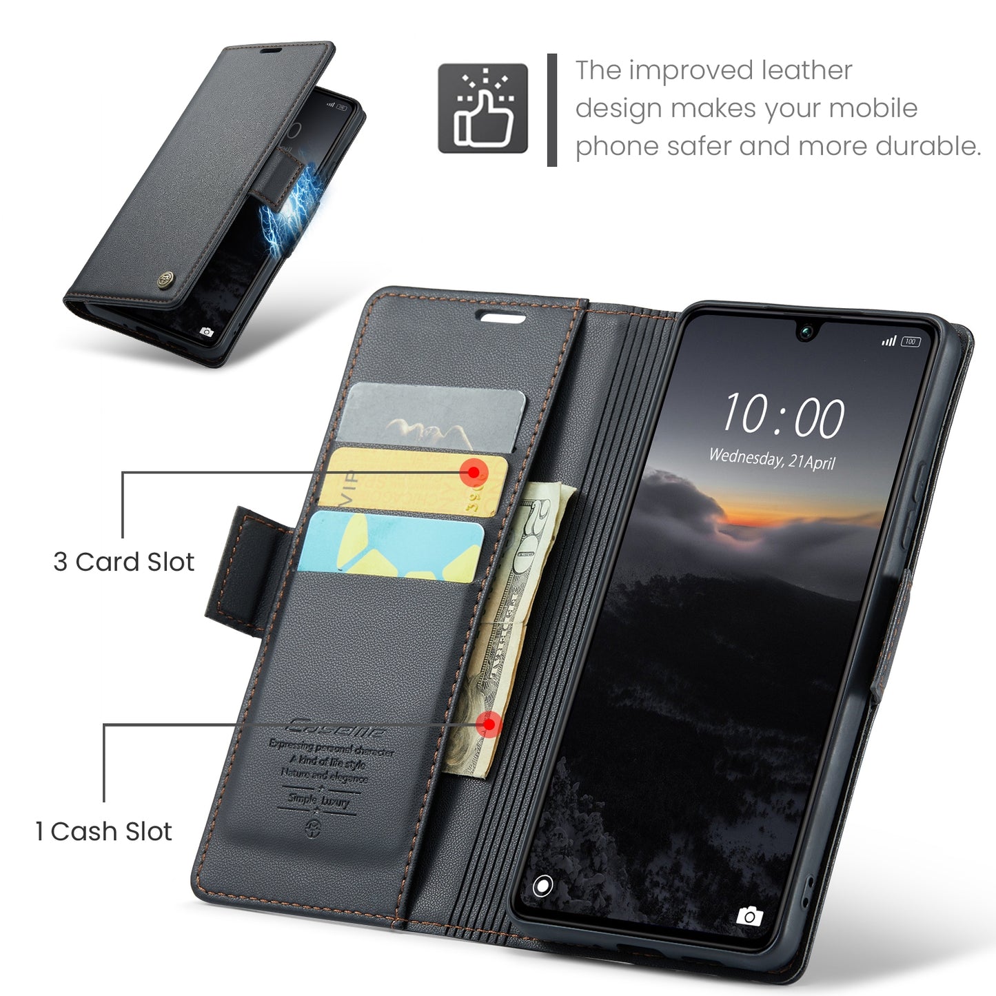Xiaomi Redmi 13C 4G/5G Leather Wallet Case - RFID Blocking, Stand Function, Card Slots