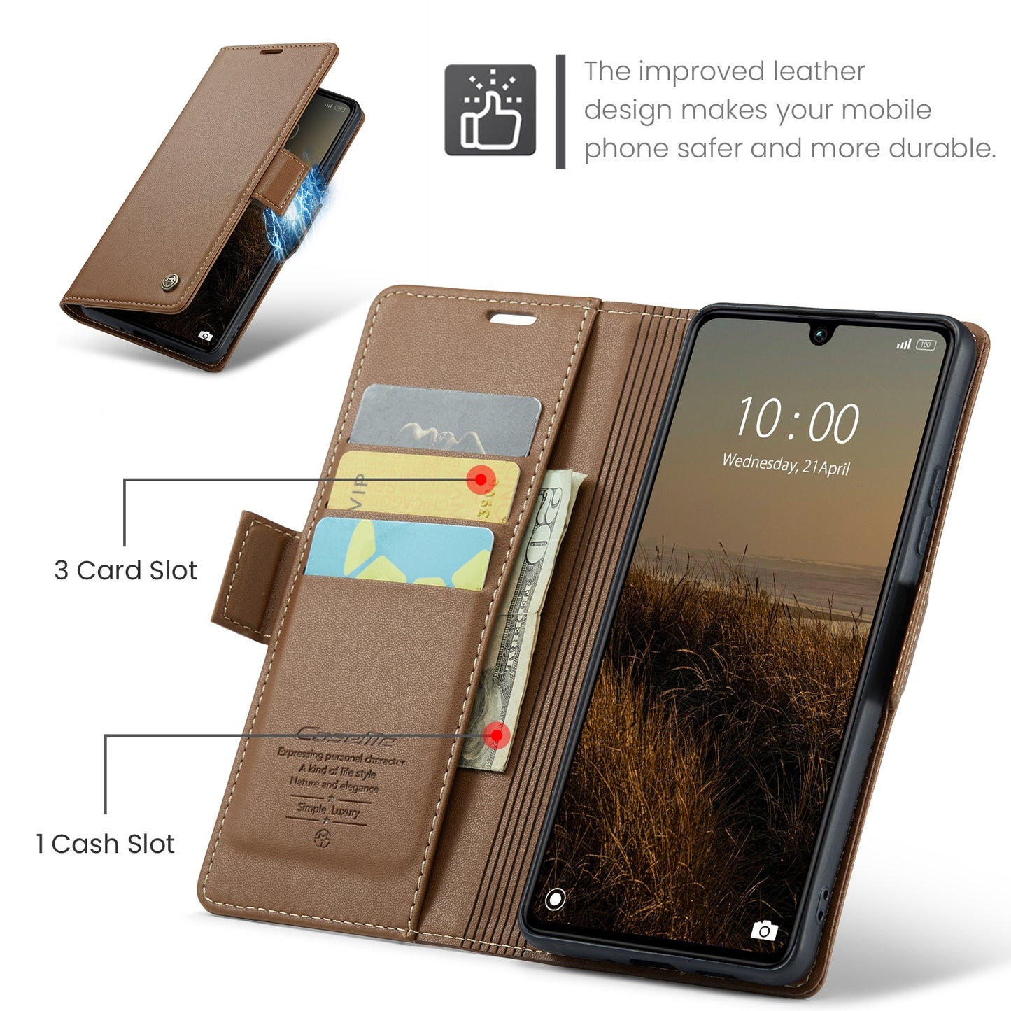 Xiaomi Redmi 13C 4G/5G Leather Wallet Case - RFID Blocking, Stand Function, Card Slots