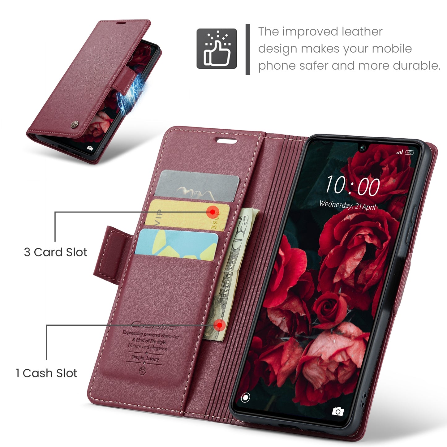 Xiaomi Redmi 13C 4G/5G Leather Wallet Case - RFID Blocking, Stand Function, Card Slots