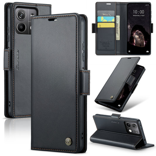 Xiaomi Redmi Note 13 5G Leather Wallet Case - RFID Blocking, Stand Function, Card Slots