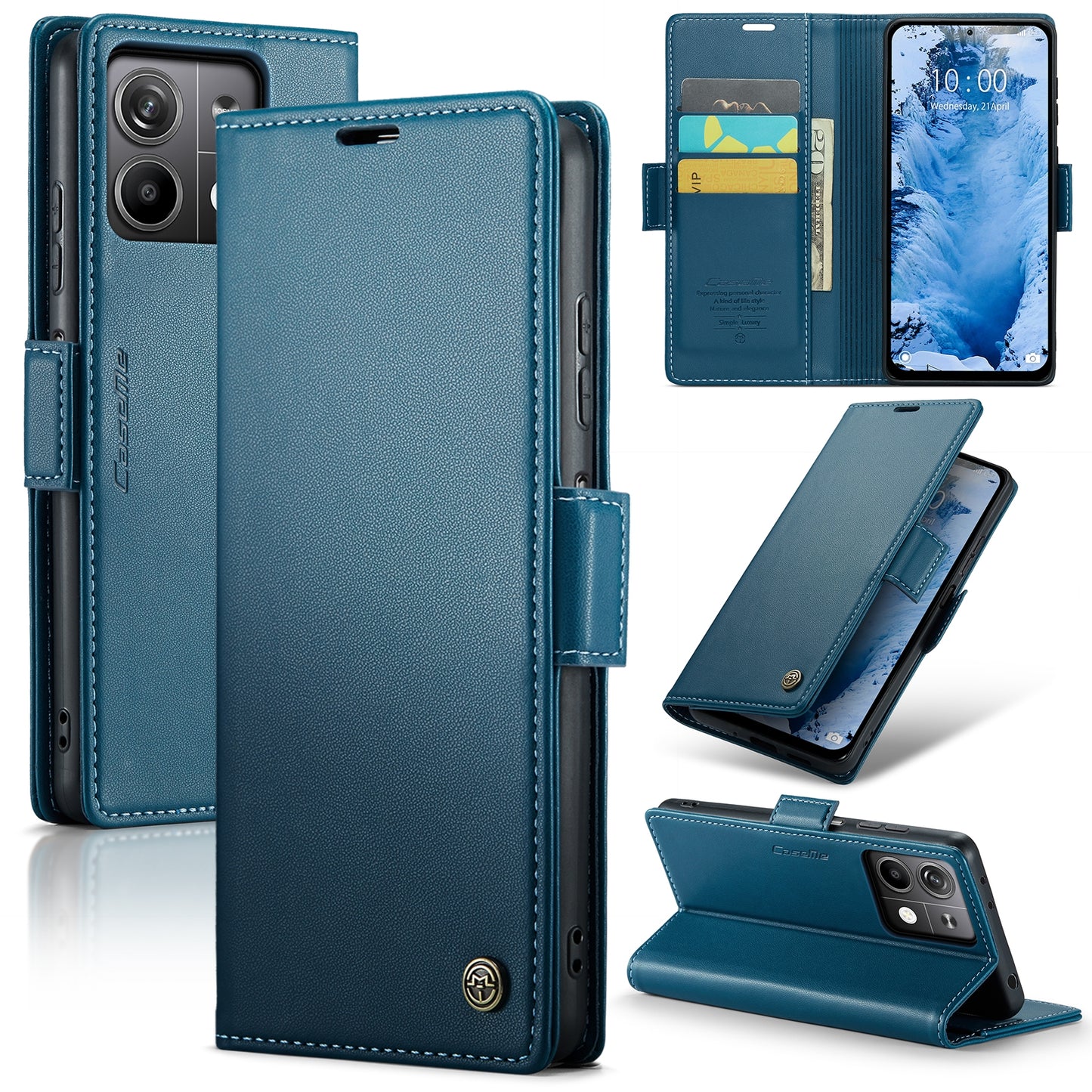 Xiaomi Redmi Note 13 5G Leather Wallet Case - RFID Blocking, Stand Function, Card Slots