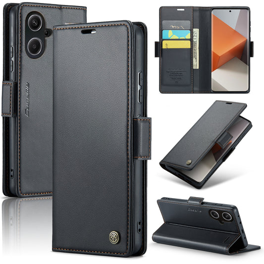Xiaomi Redmi Note 13 Pro+ 5G Leather Wallet Case - RFID Blocking, Stand Function, Card Slots